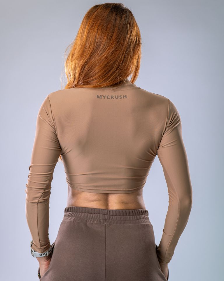 LYCRA Long-Sleeve Crop Top Nude L-2