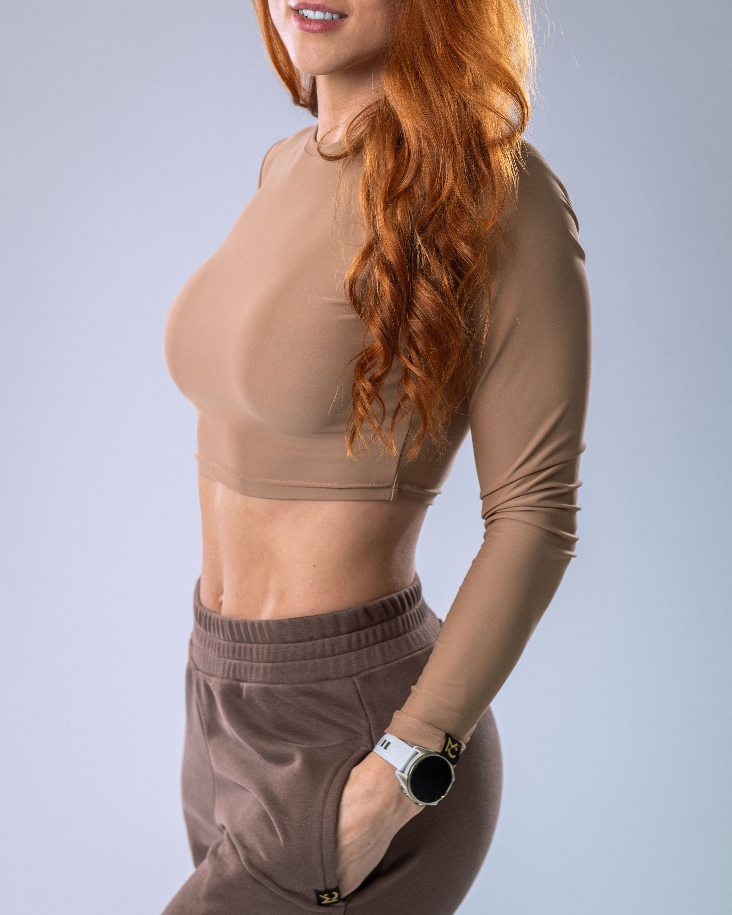 LYCRA Long-Sleeve Crop Top Nude L-6