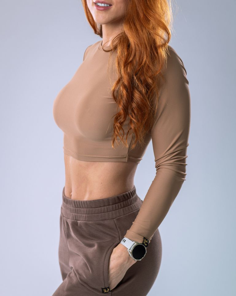 LYCRA Long-Sleeve Crop Top Nude L-5