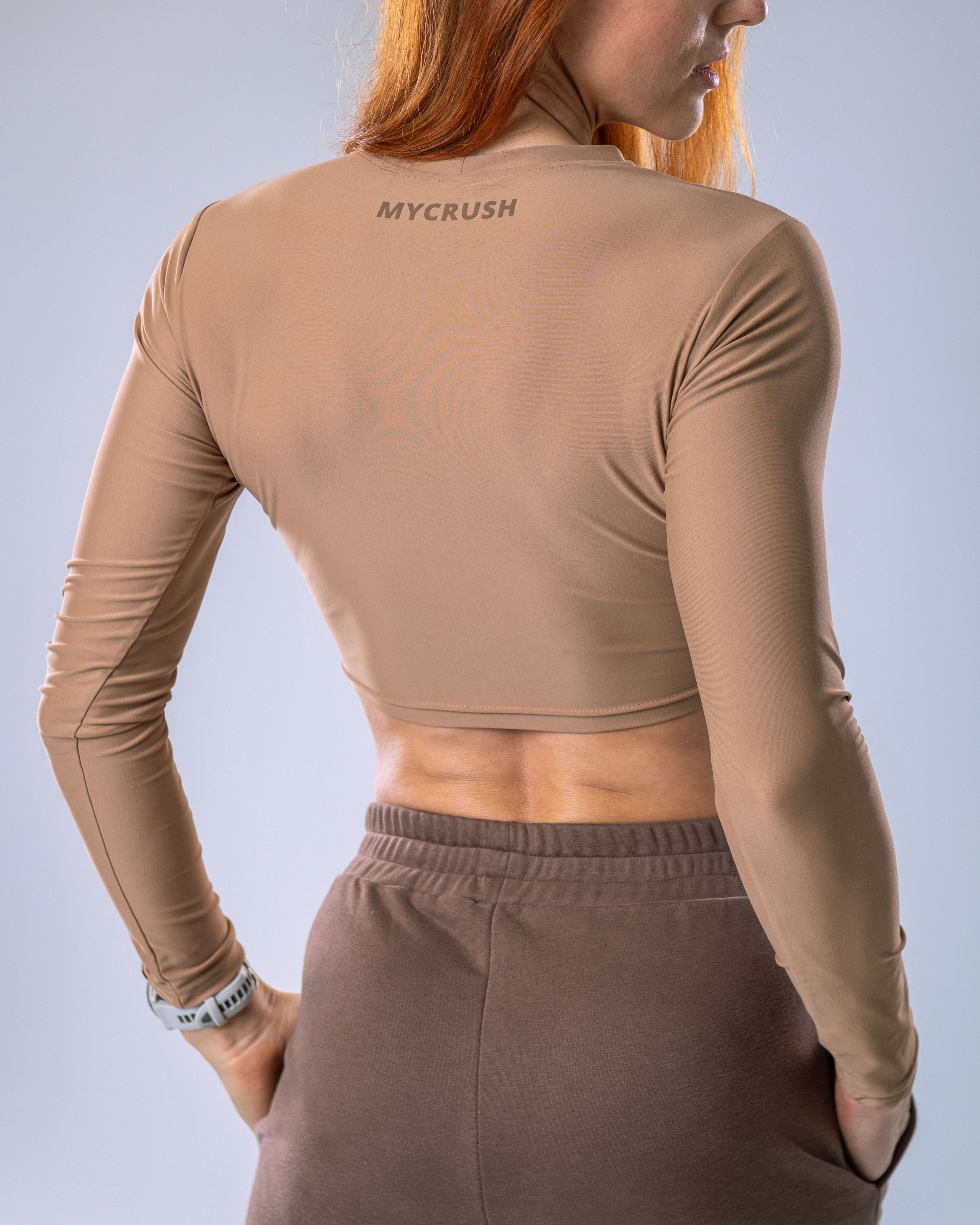 LYCRA Long-Sleeve Crop Top Nude M-2
