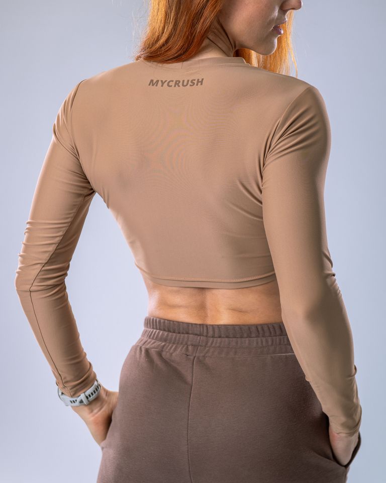 LYCRA Long-Sleeve Crop Top Nude M-1