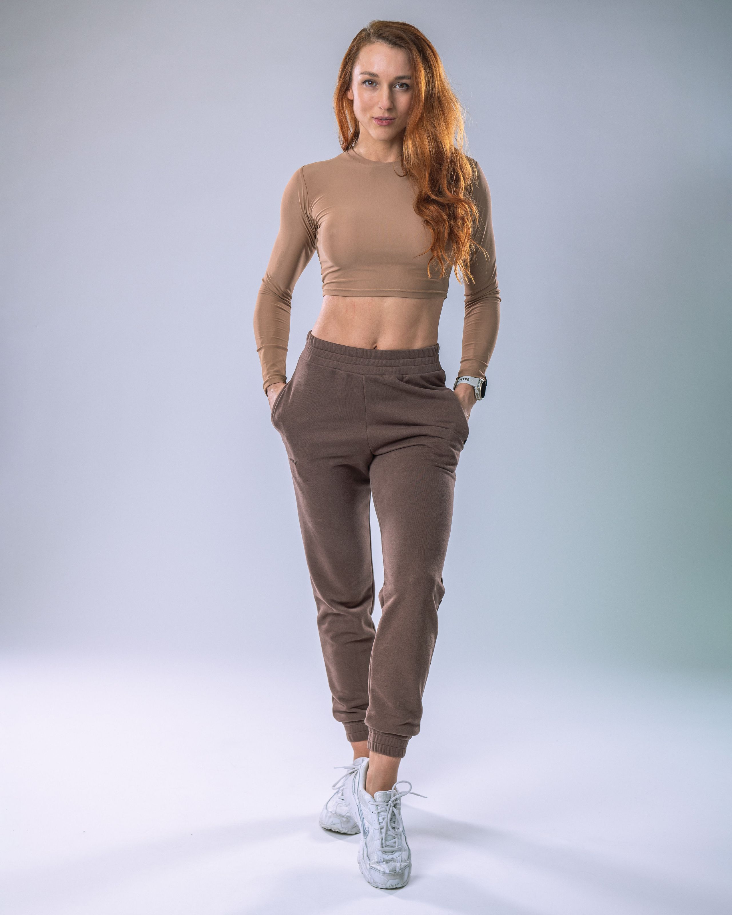 LYCRA Long-Sleeve Crop Top Nude S-0
