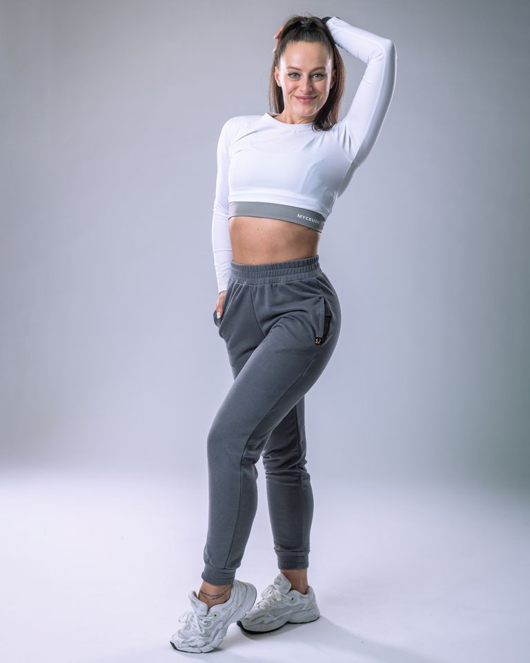 LYCRA Long-Sleeve Crop Top White L-0