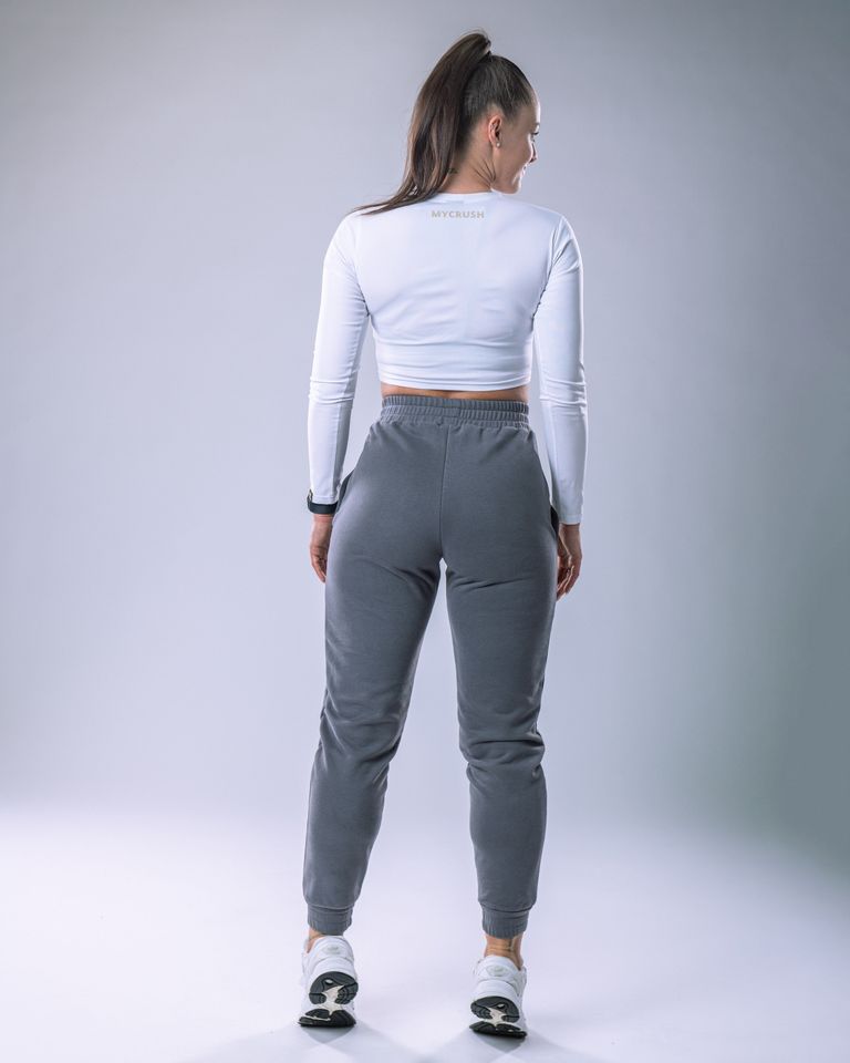 LYCRA Long-Sleeve Crop Top White M-1