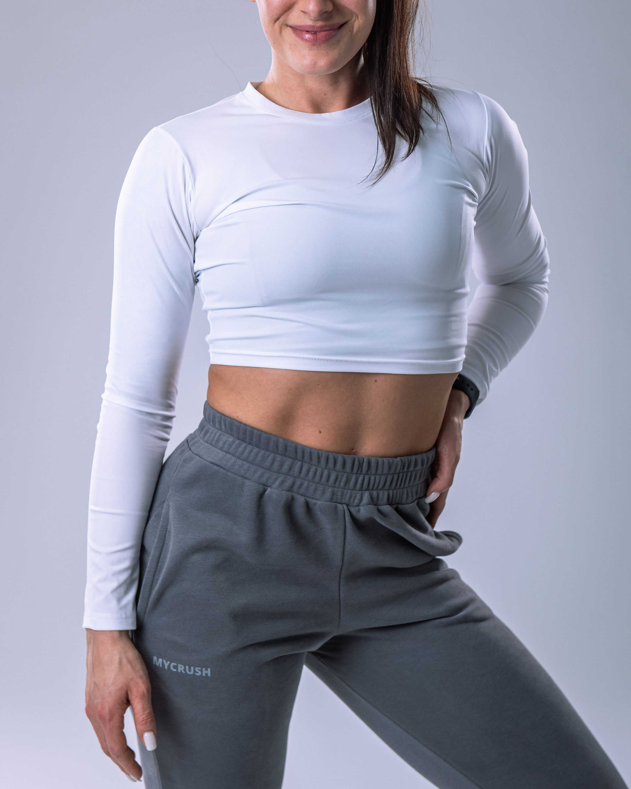 LYCRA Long-Sleeve Crop Top White M-8