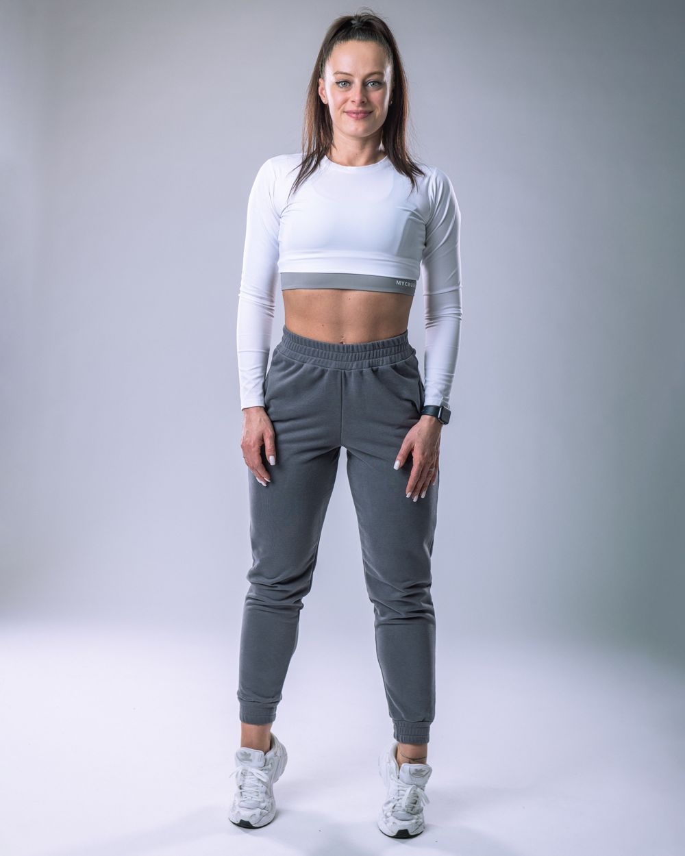 LYCRA Long-Sleeve Crop Top White S