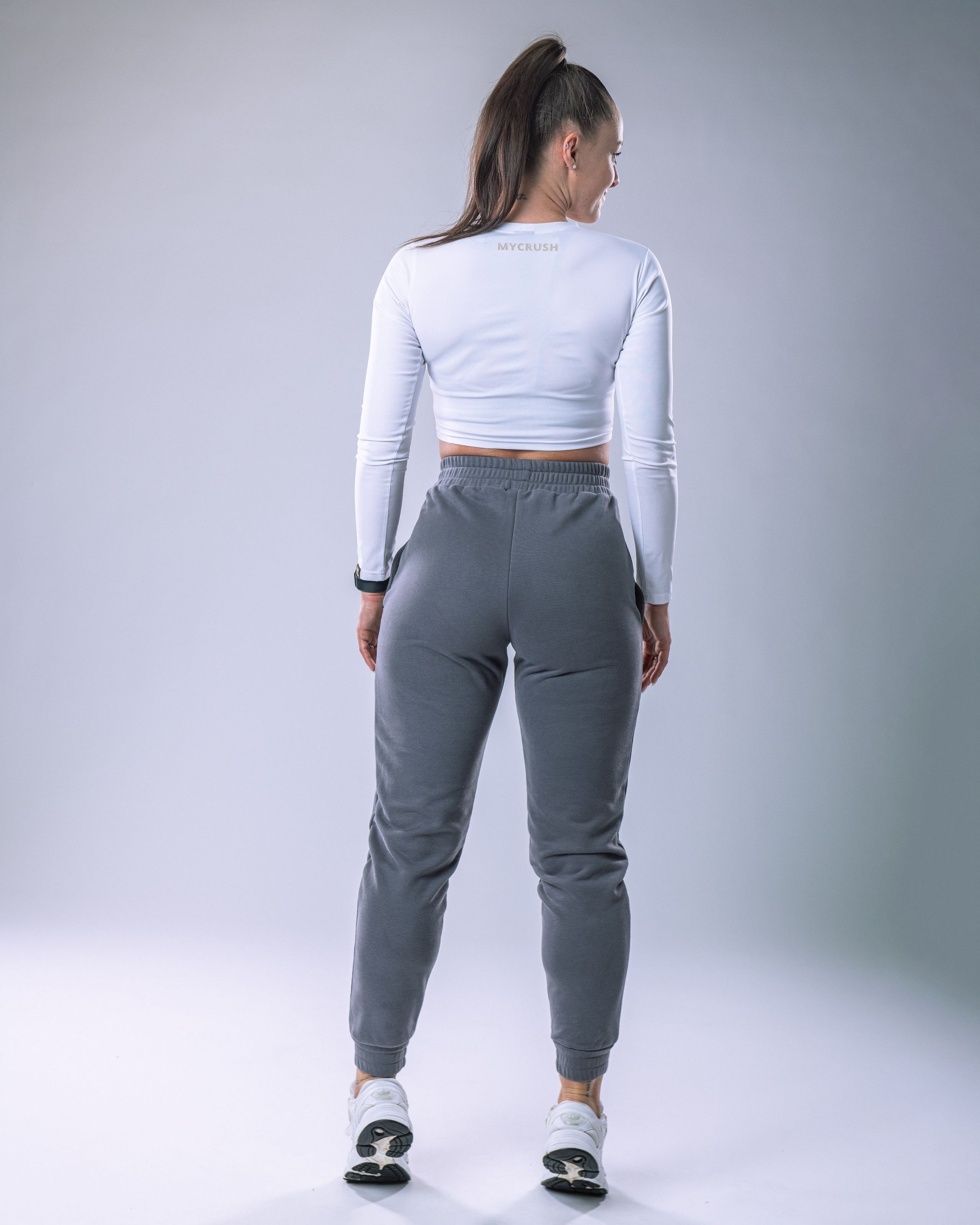 LYCRA Long-Sleeve Crop Top White S-2