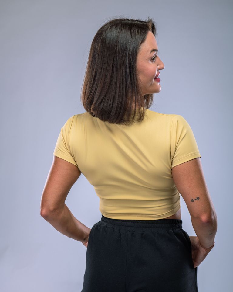 LYCRA Short-Sleeve Crop Top Yellow L-0