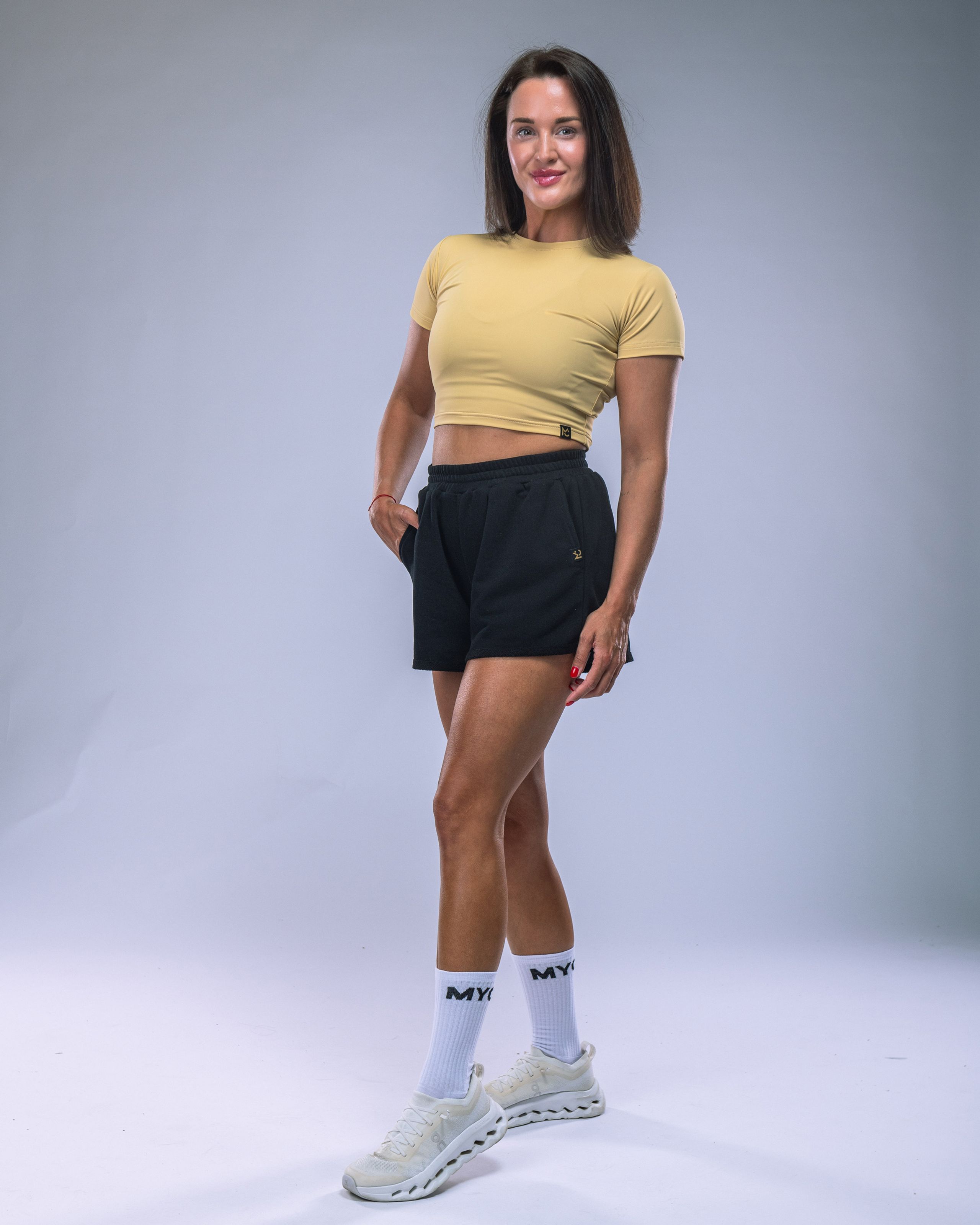 LYCRA Short-Sleeve Crop Top Yellow M-2