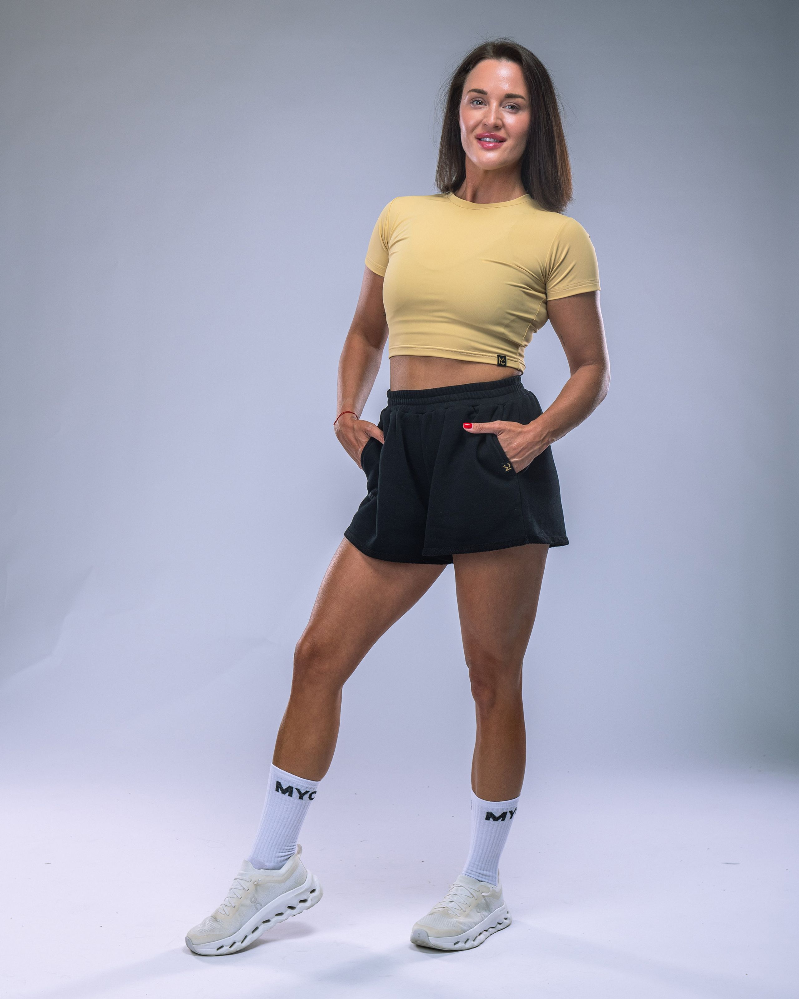 LYCRA Short-Sleeve Crop Top Yellow S-6