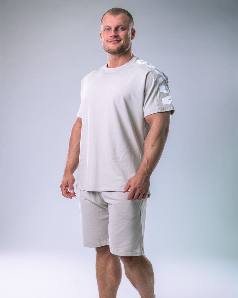 Men’s T-shirt Oversize Large print Beige XL-5