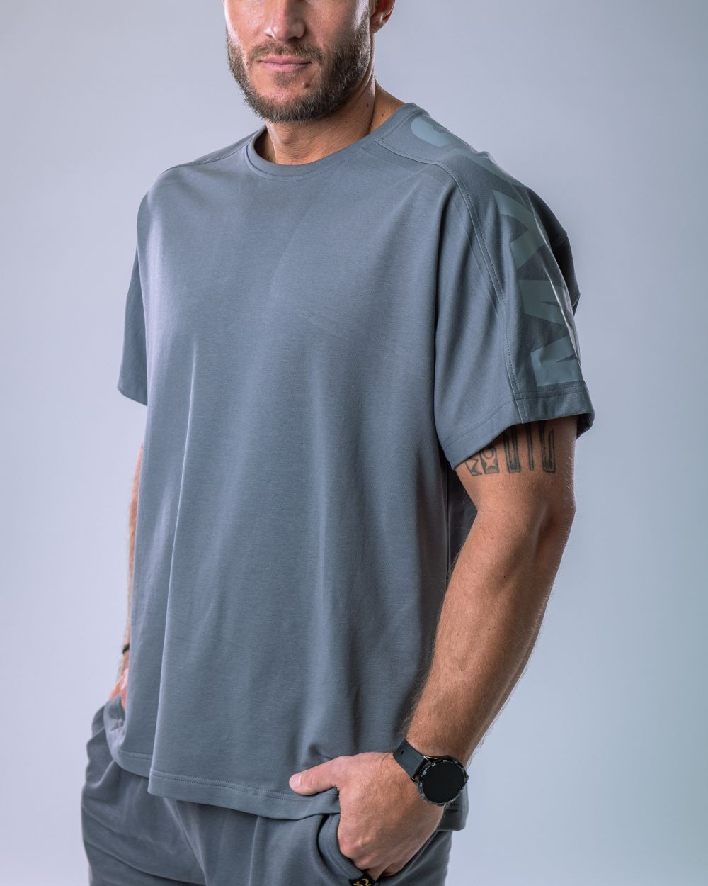 Men’s T-shirt Oversize Large print Grey M