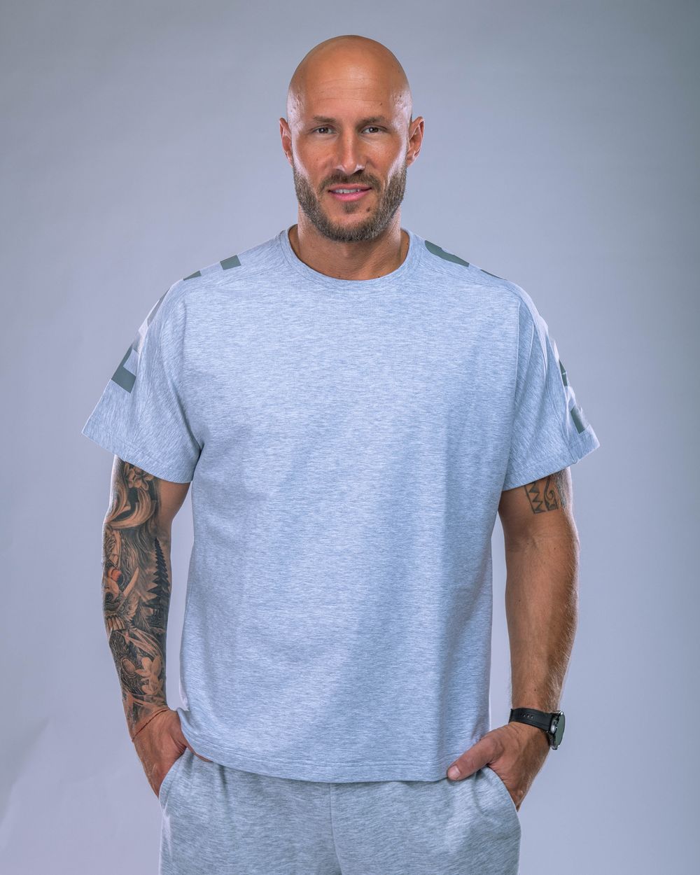 Men’s T-shirt Oversize Large print Heather Grey L