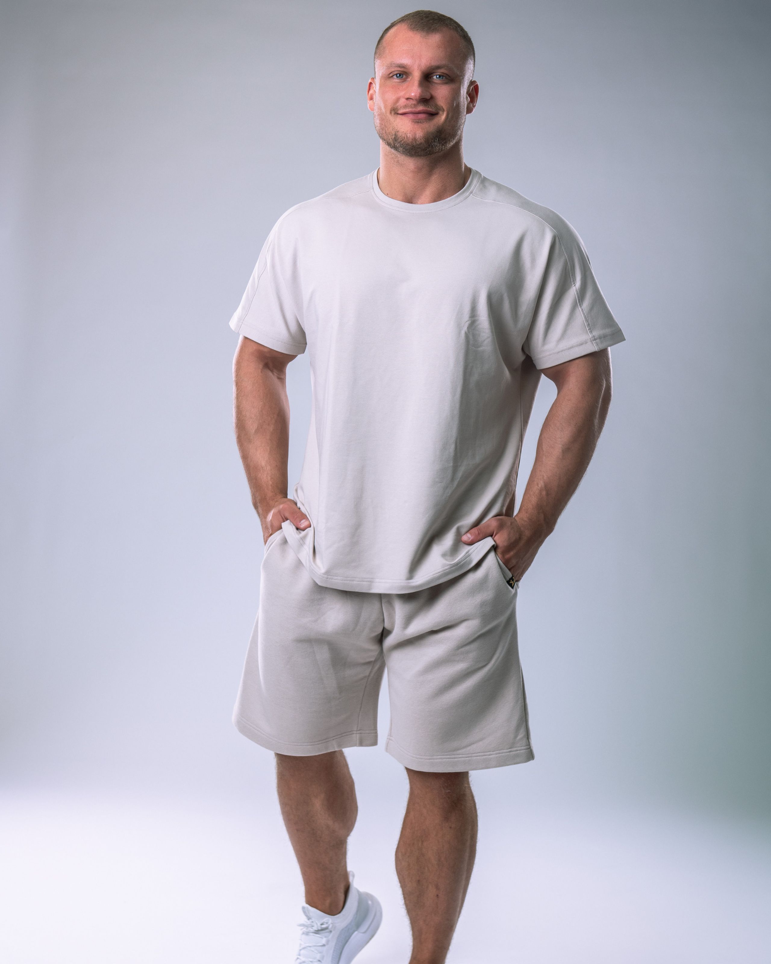 Men’s T-shirt Oversize Plain Beige M-0