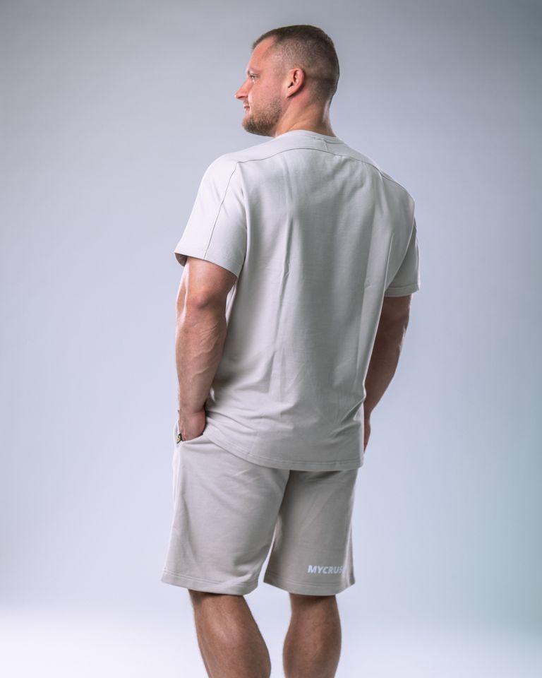 Men’s T-shirt Oversize Plain Beige XL-0