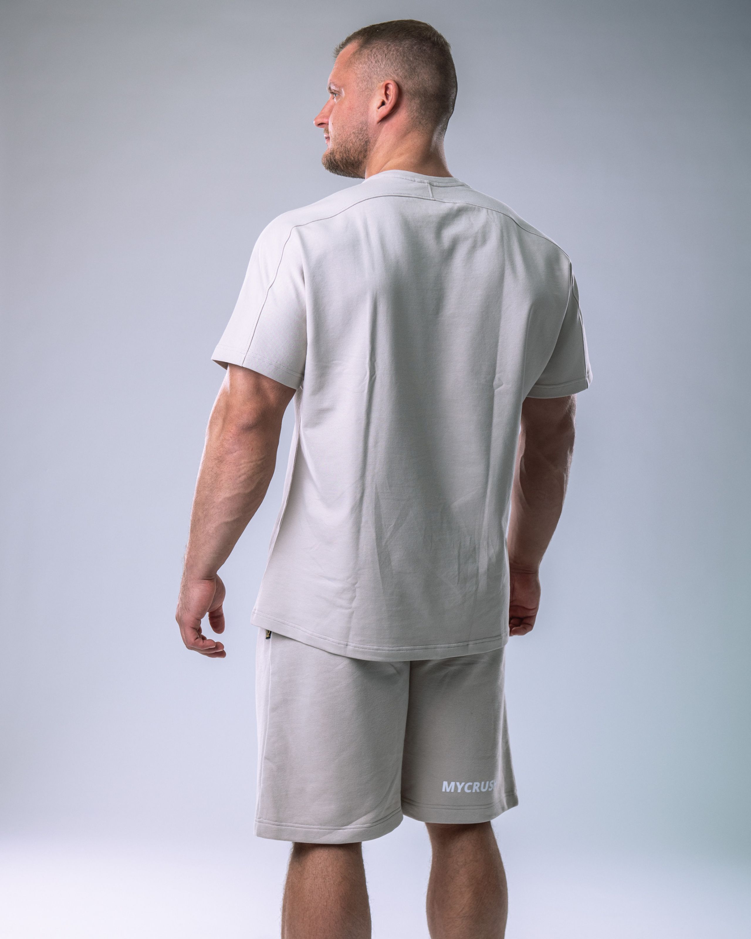 Men’s T-shirt Oversize Plain Beige XL-3