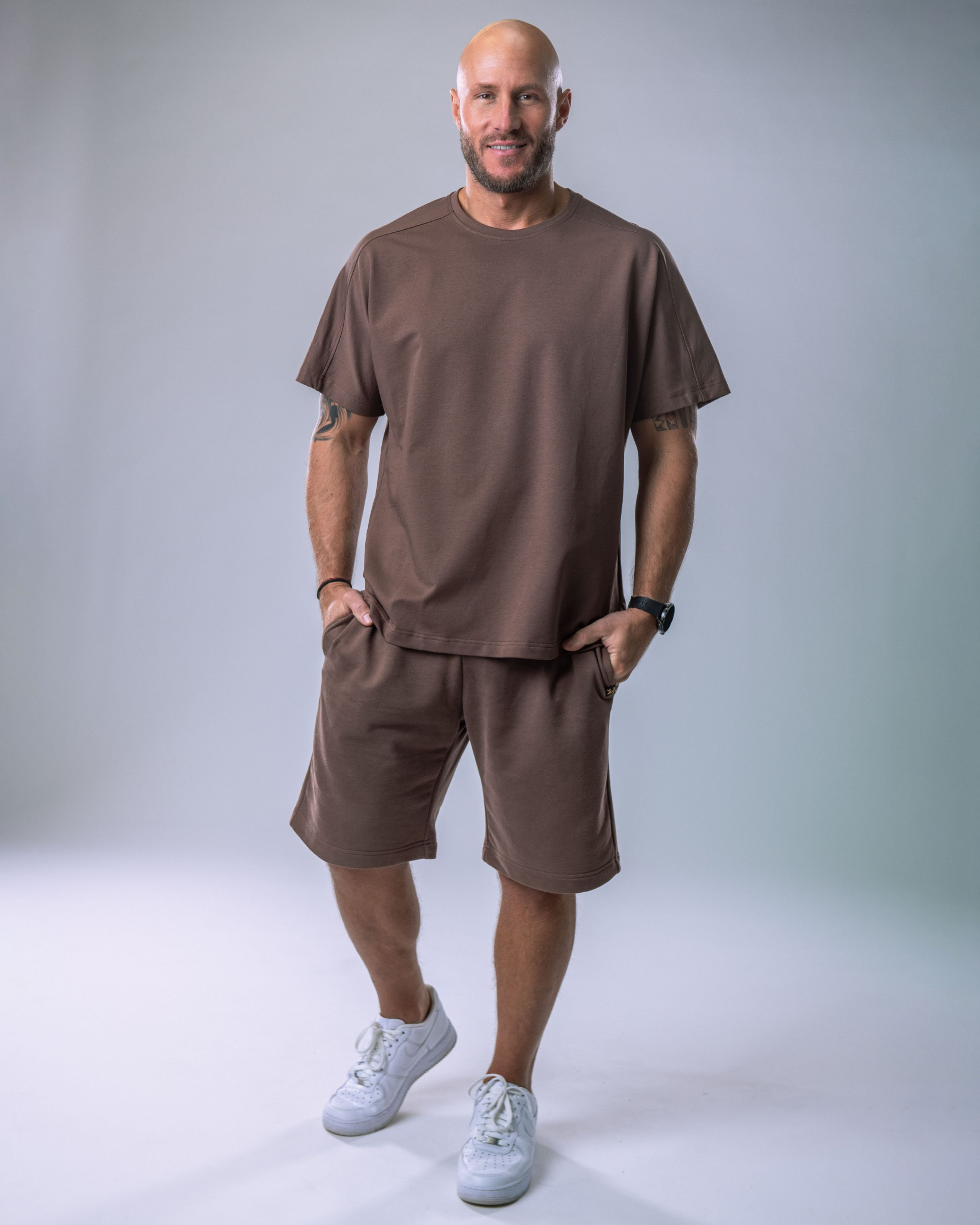 Men’s T-shirt Oversize Plain Brown L-0