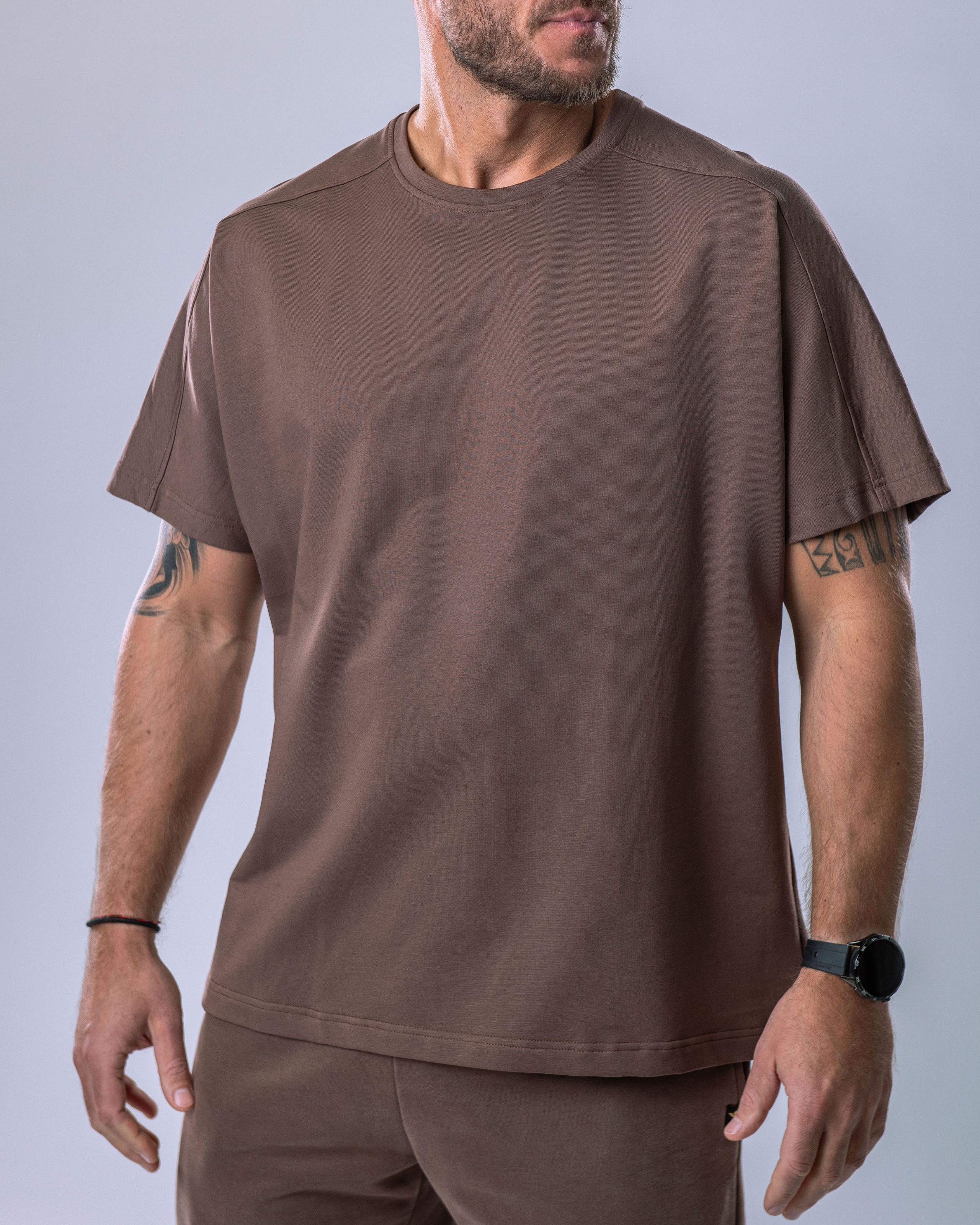 Men’s T-shirt Oversize Plain Brown M-1