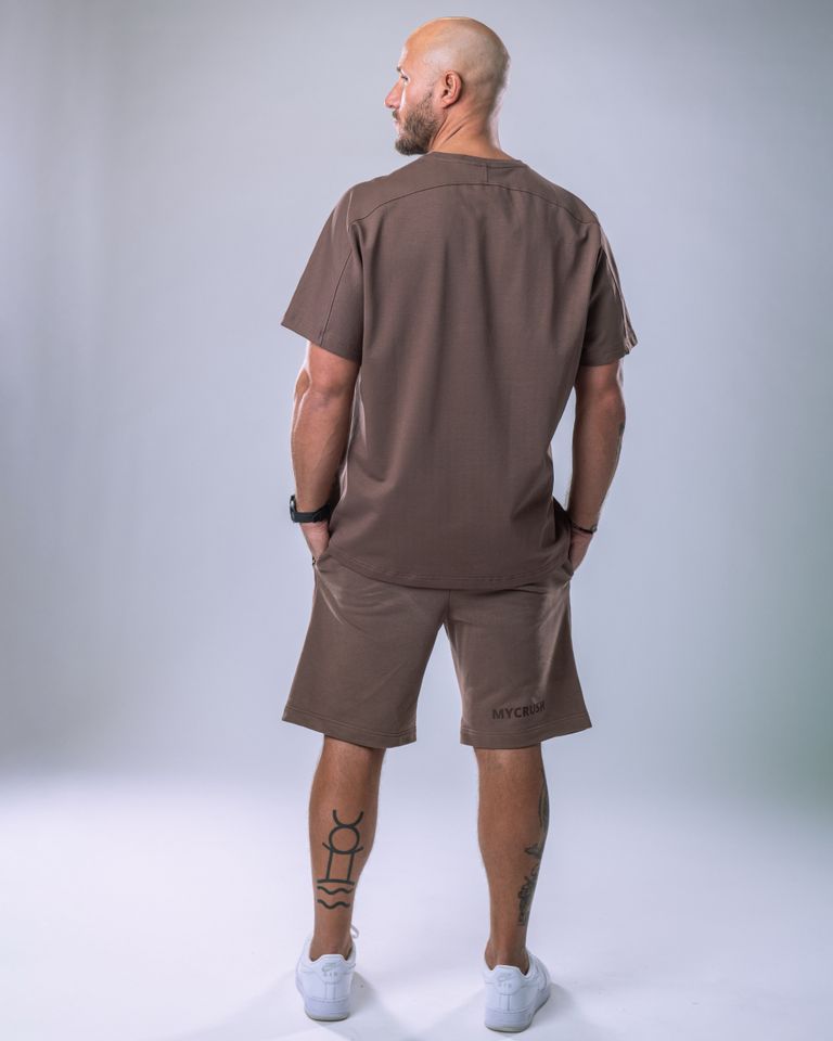 Men’s T-shirt Oversize Plain Brown XL-1