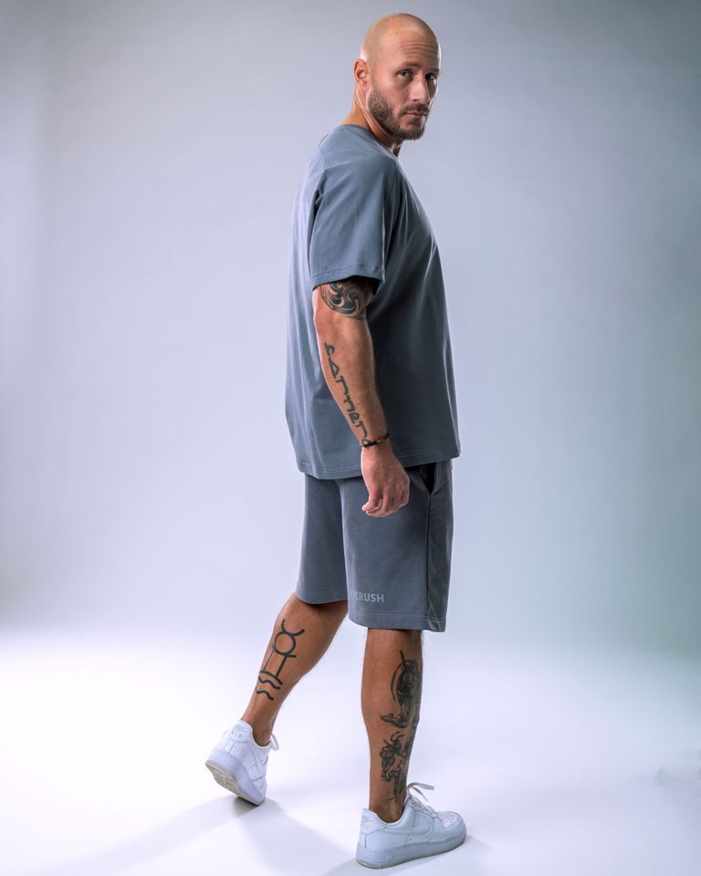 Men’s T-shirt Oversize Plain Grey XL-1