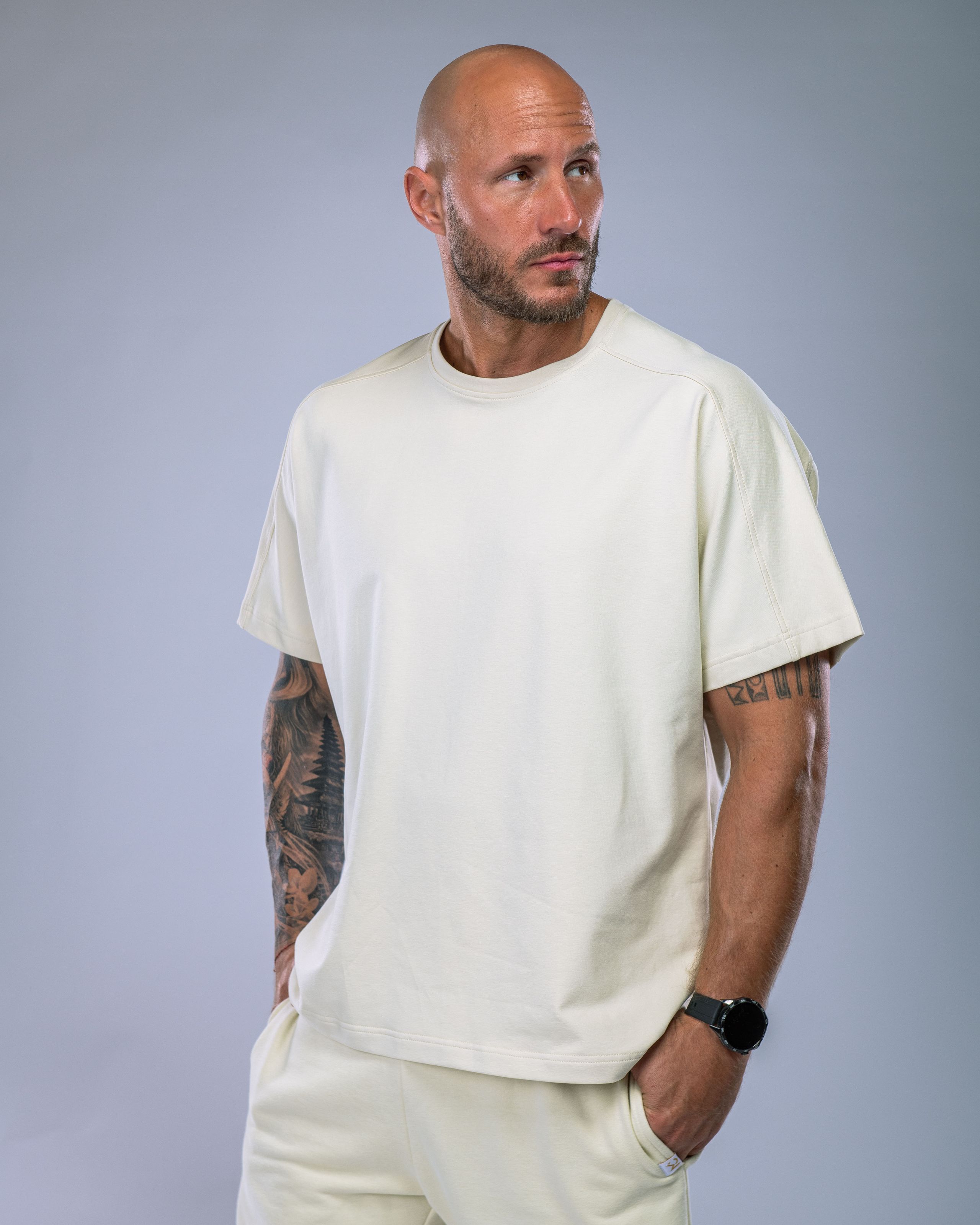 Men’s T-shirt Oversize Plain Yellow XL-0