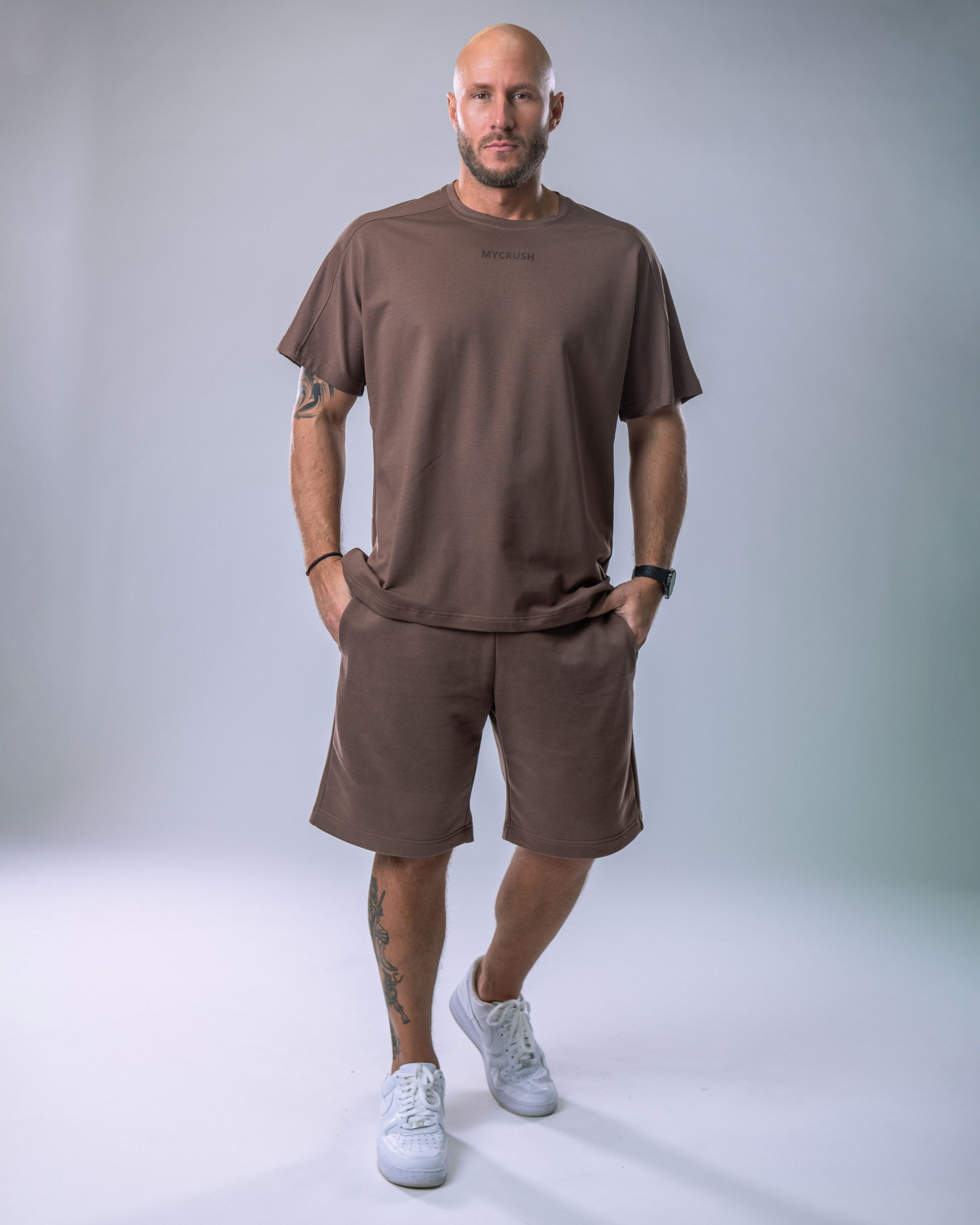 Men’s T-shirt Oversize Small print Brown XL-0