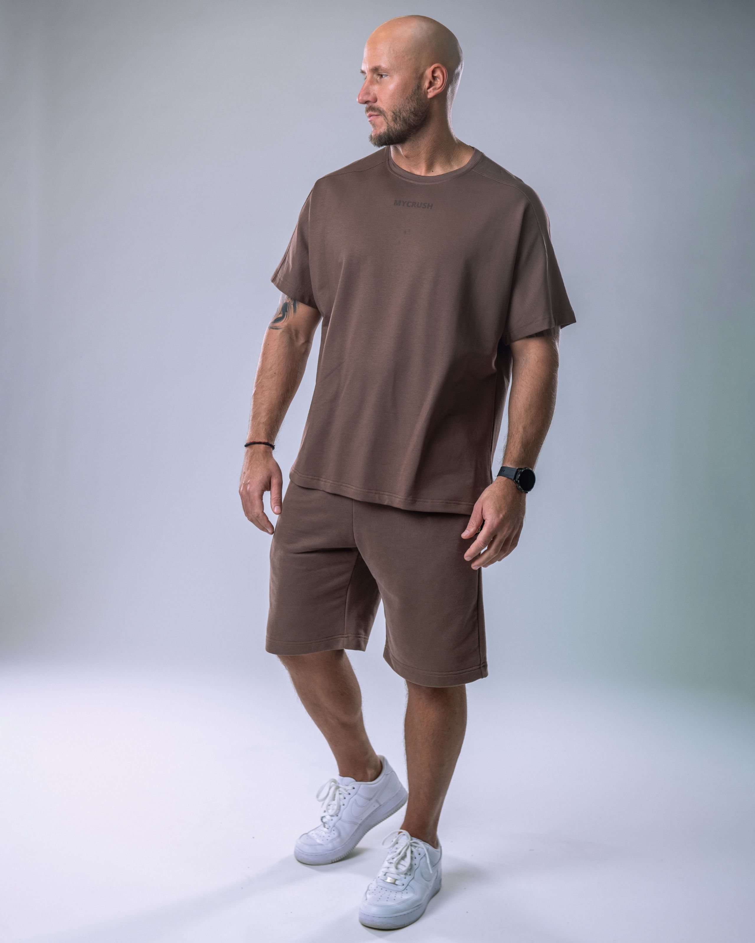 Men’s T-shirt Oversize Small print Brown XL-3