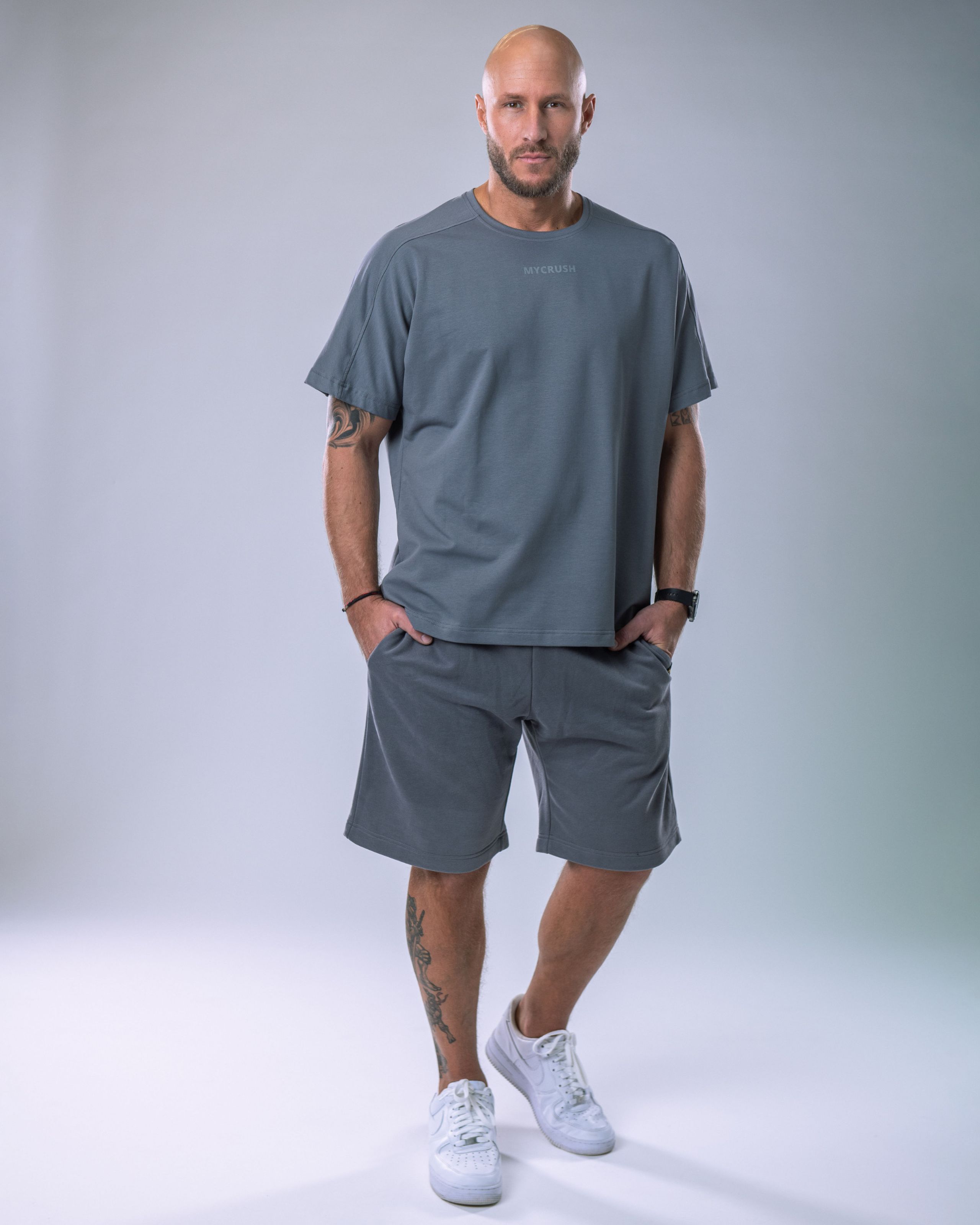 Men’s T-shirt Oversize Small print Grey M-0