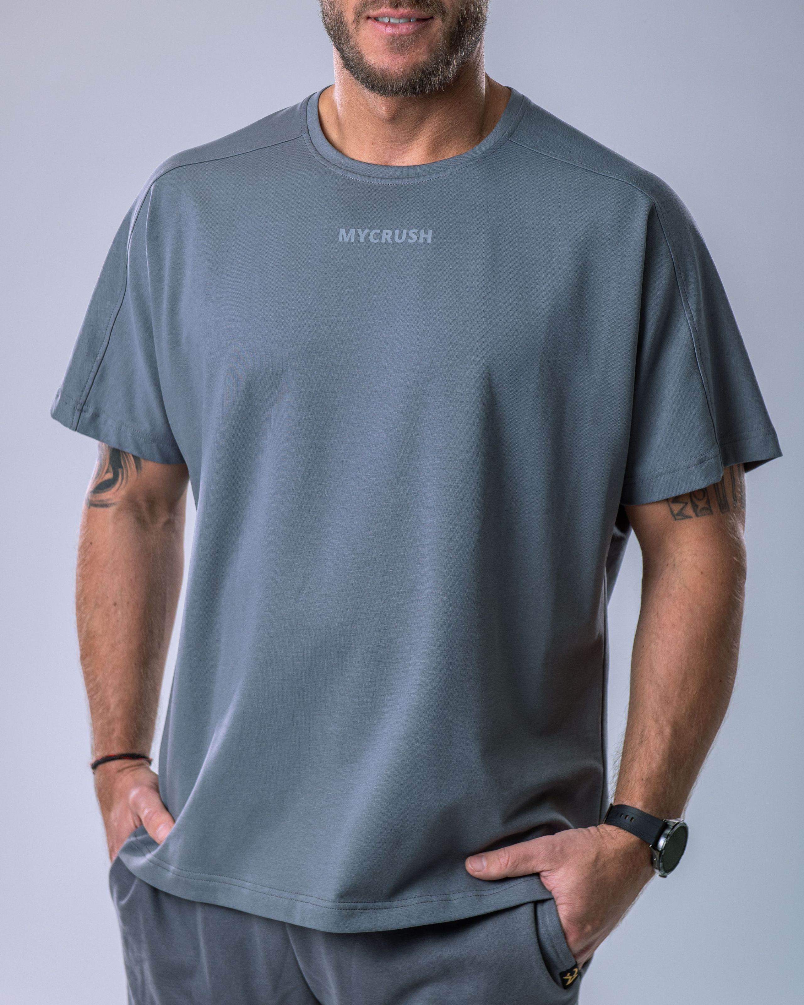 Men’s T-shirt Oversize Small print Grey M-1