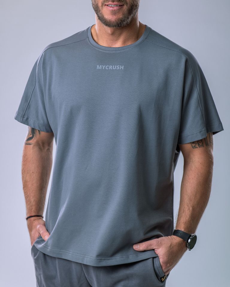Men’s T-shirt Oversize Small print Grey XL-0
