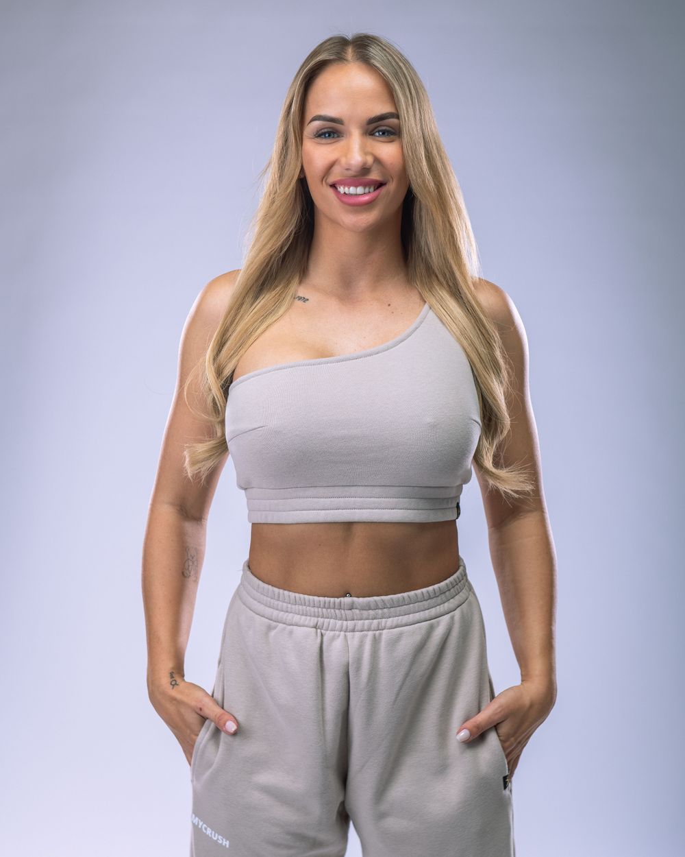 Women's One-Shoulder Top Beige M