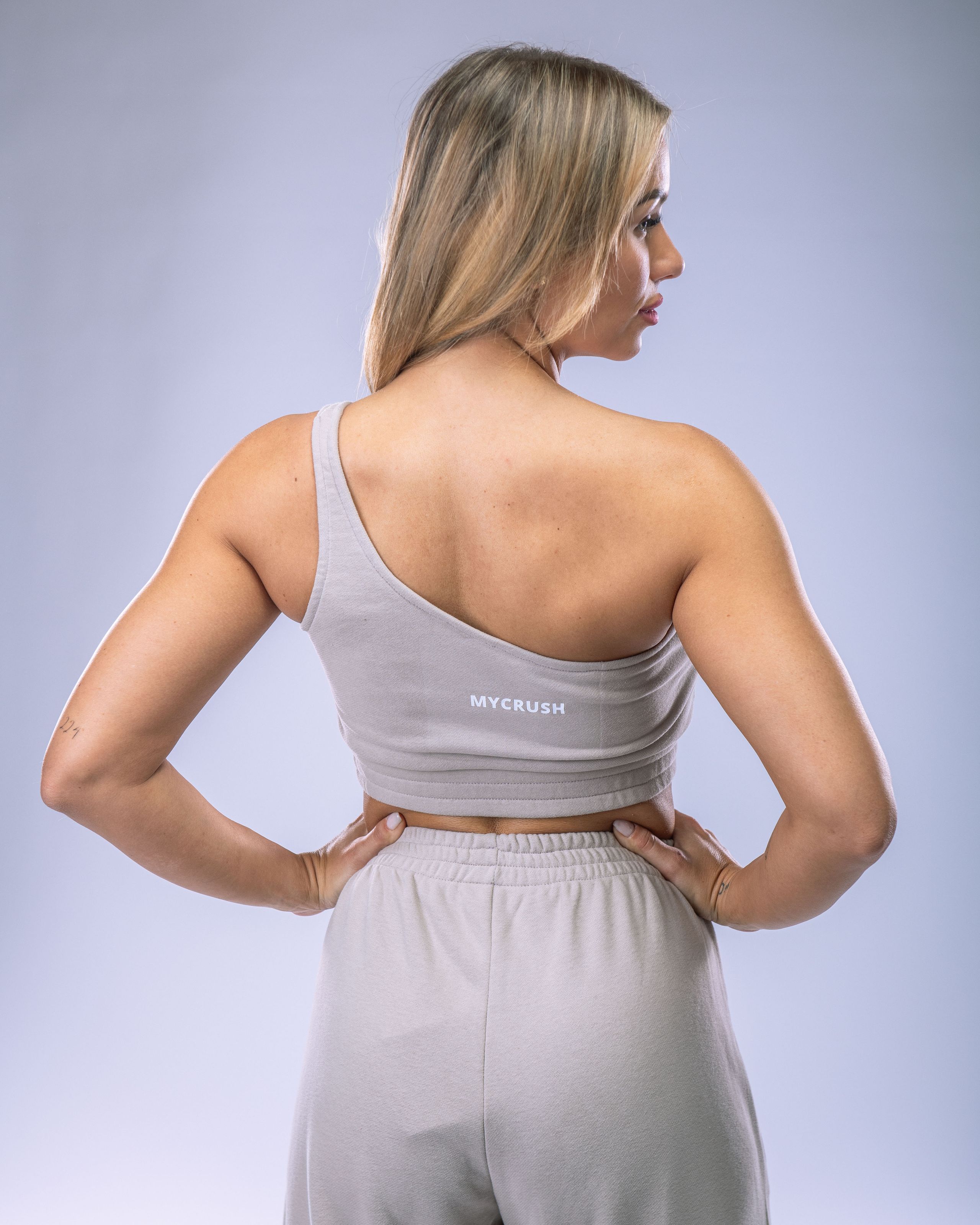 Women's One-Shoulder Top Beige S-1