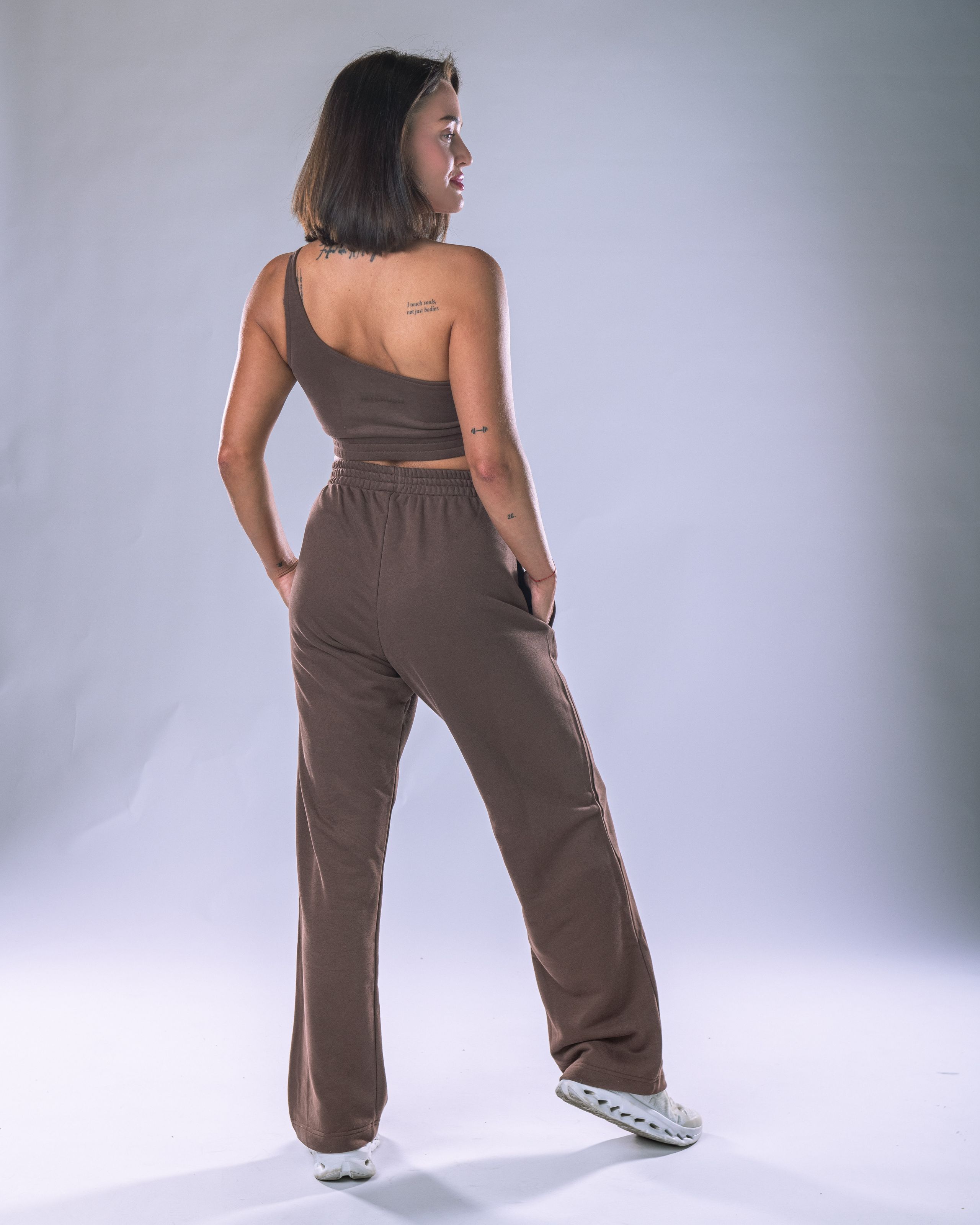 Women's One-Shoulder Top Brown S-4