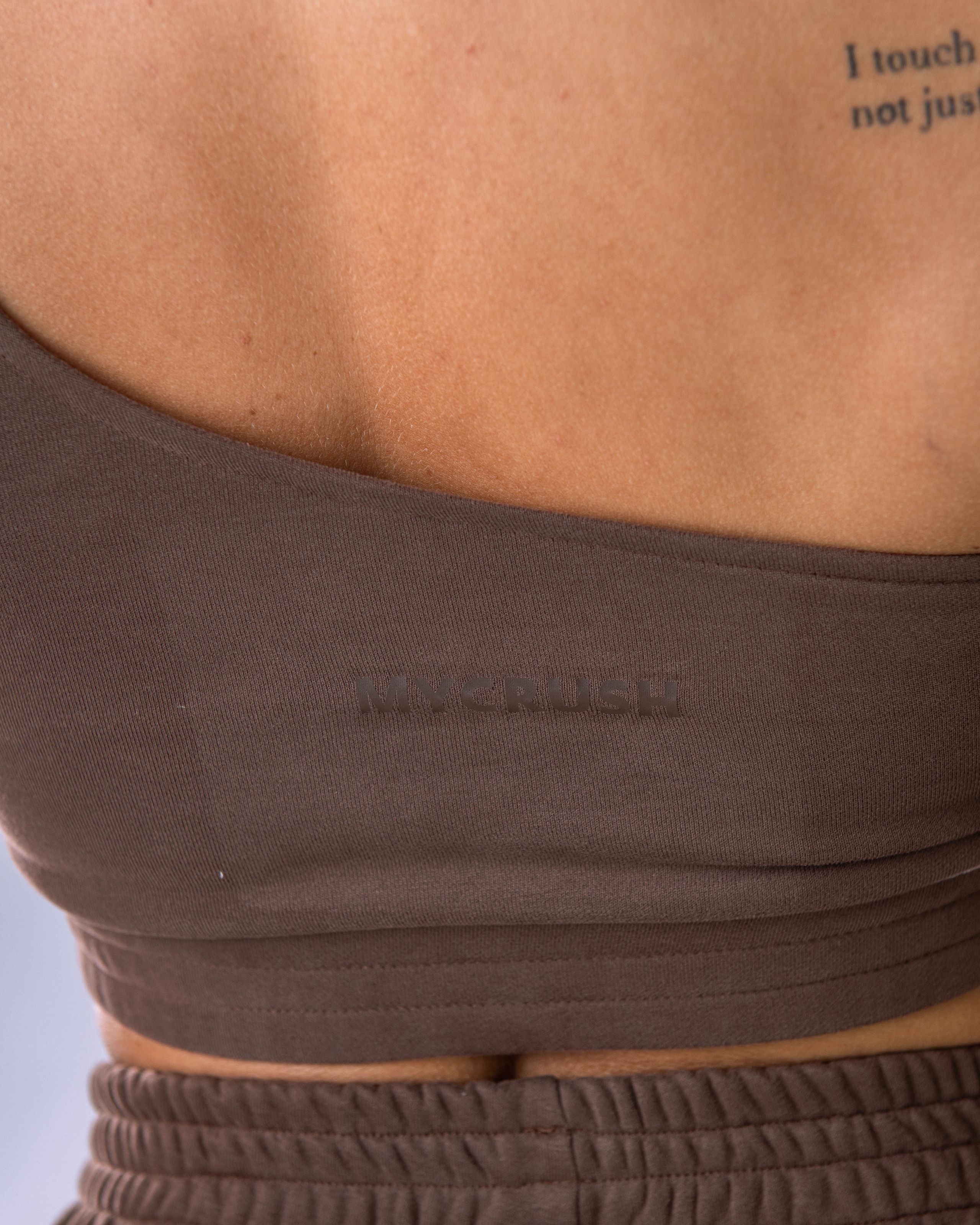 Women's One-Shoulder Top Brown XS-2