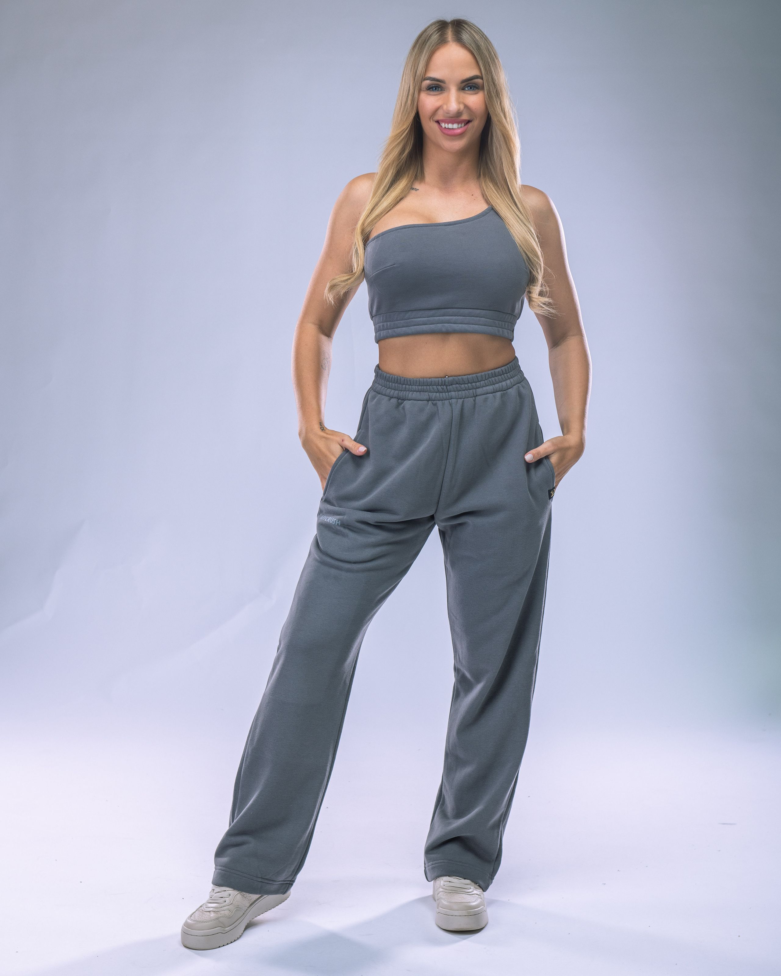 Women's One-Shoulder Top Grey M-3