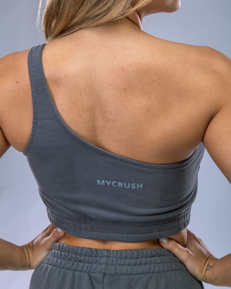 Women's One-Shoulder Top Grey S-0
