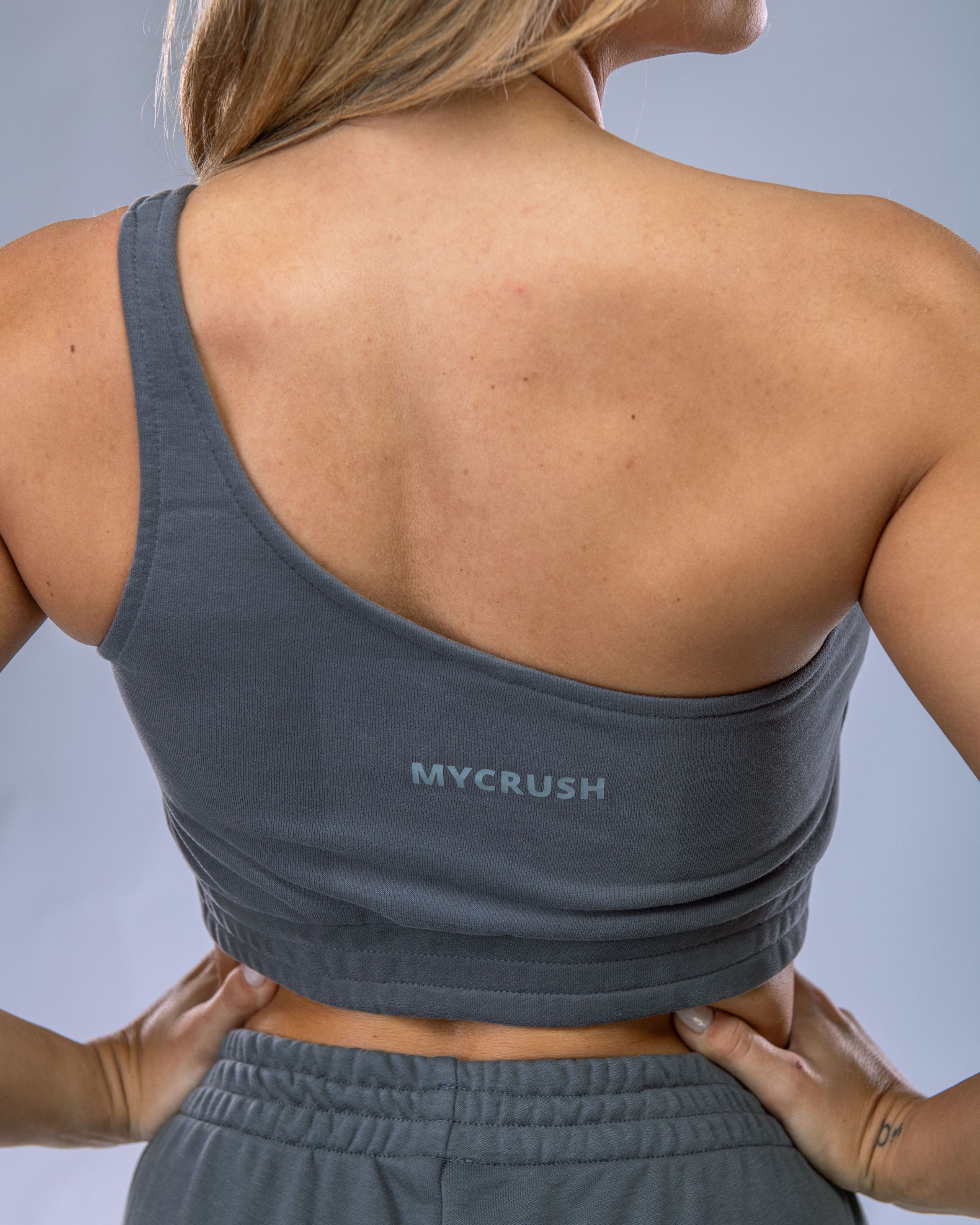 Women's One-Shoulder Top Grey XS-1