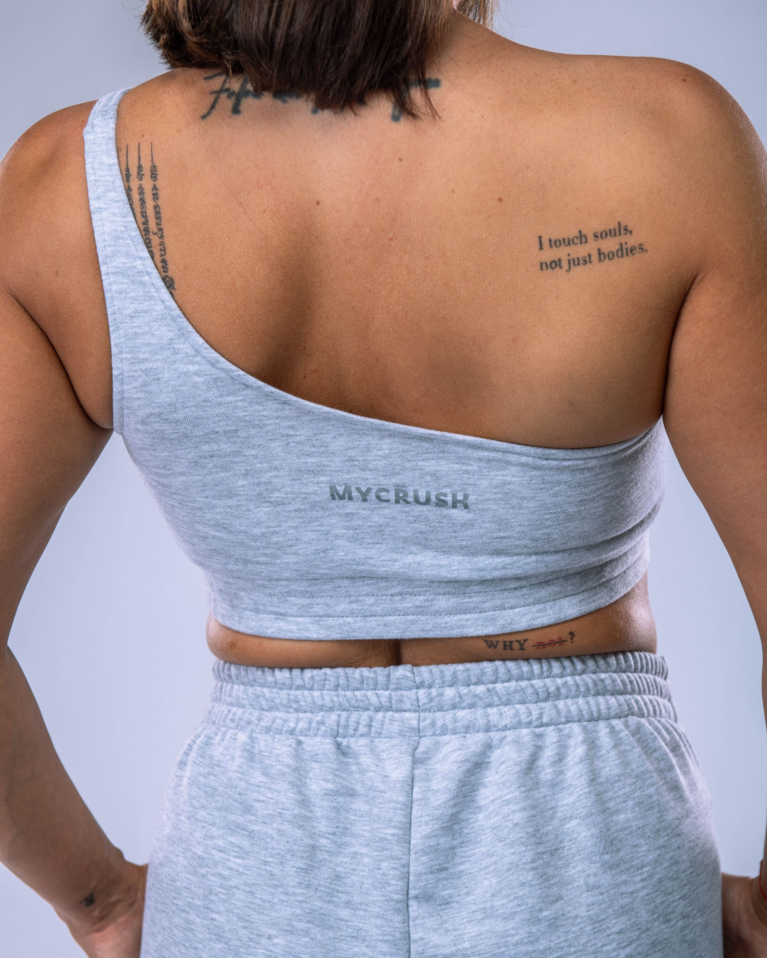 Women's One-Shoulder Top Heather Grey M-1