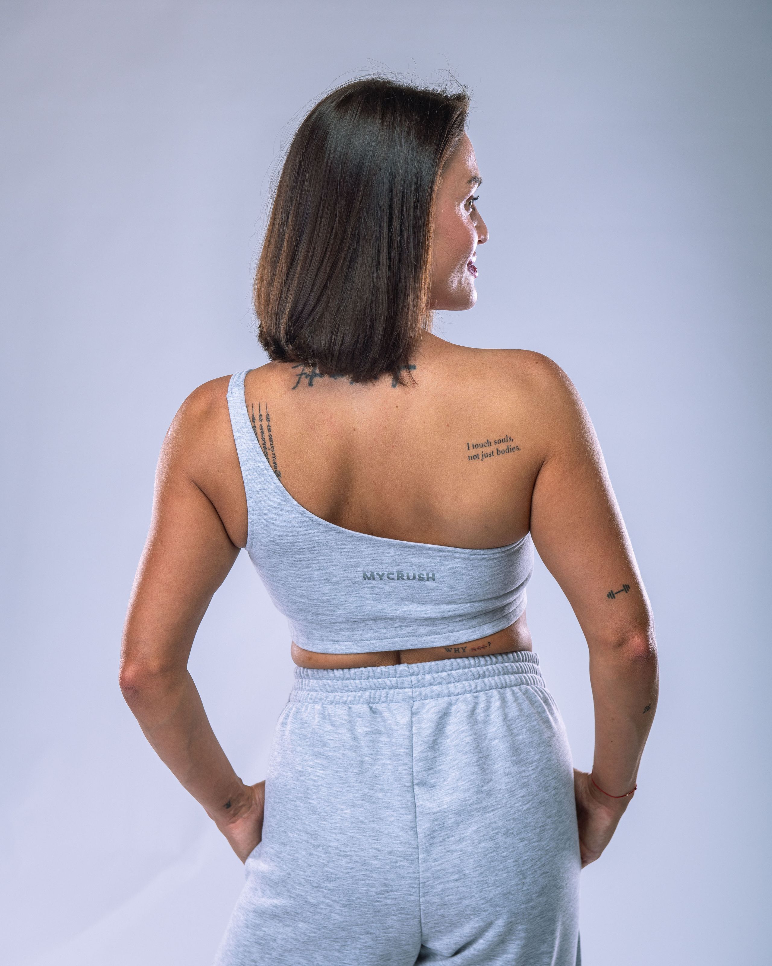 Women's One-Shoulder Top Heather Grey M-7
