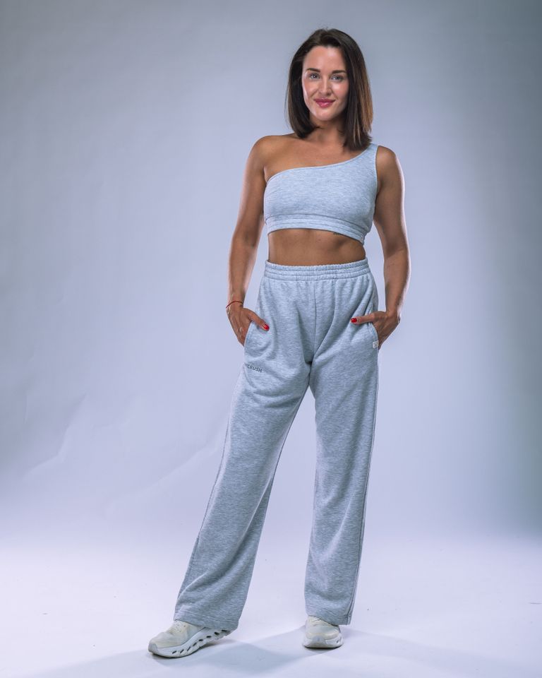 Women's One-Shoulder Top Heather Grey S-1