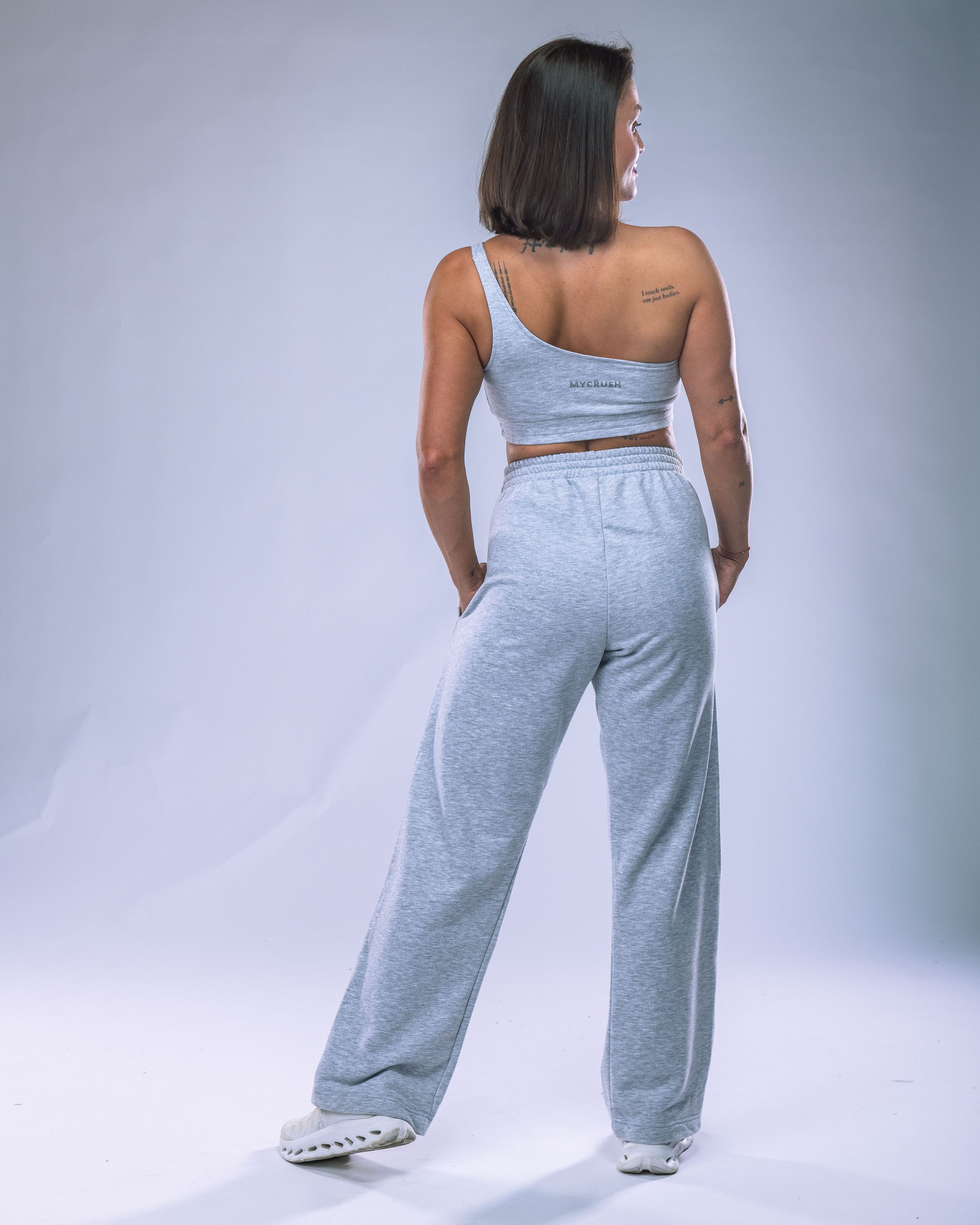 Women's One-Shoulder Top Heather Grey S-3