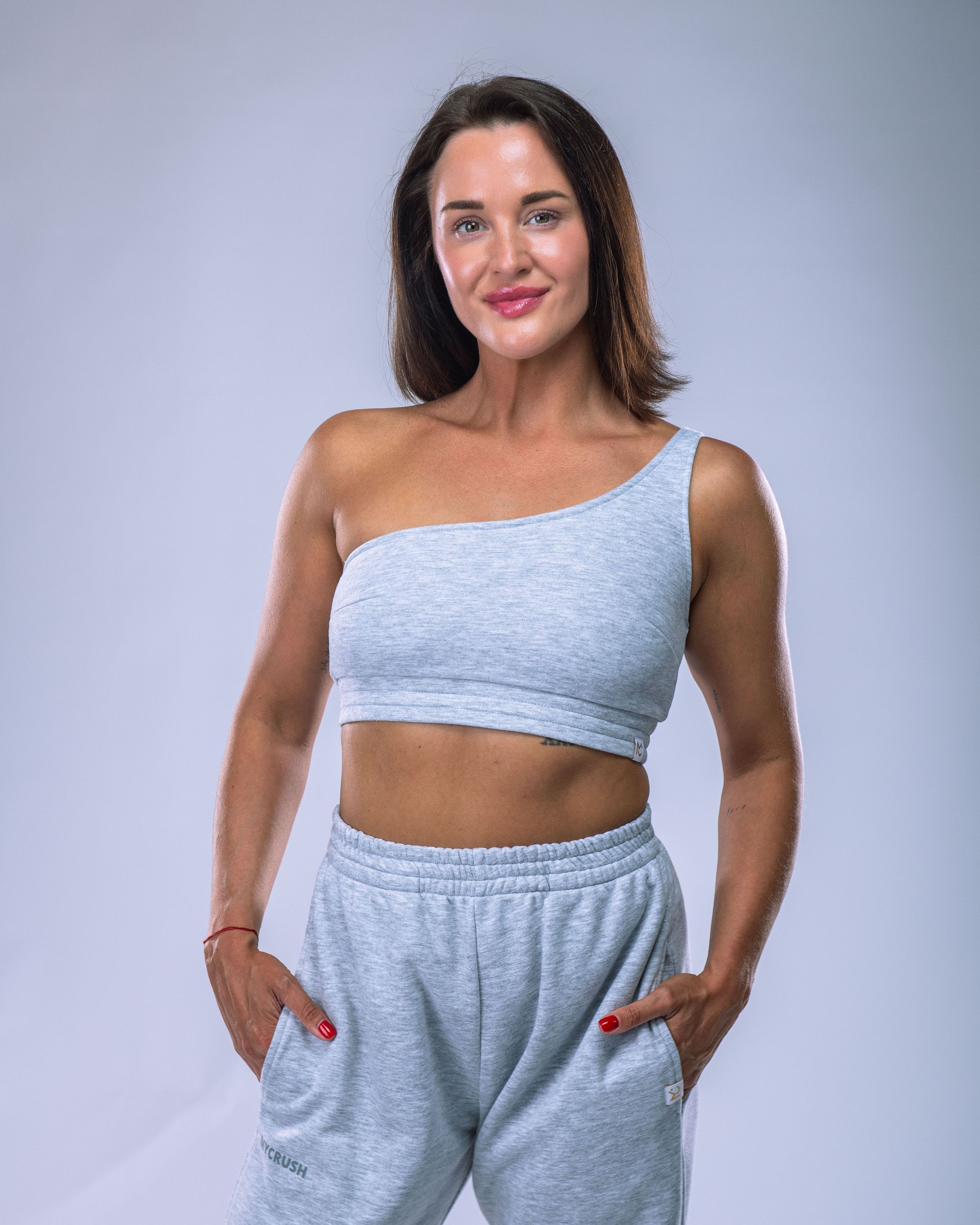 Women's One-Shoulder Top Heather Grey XS-0