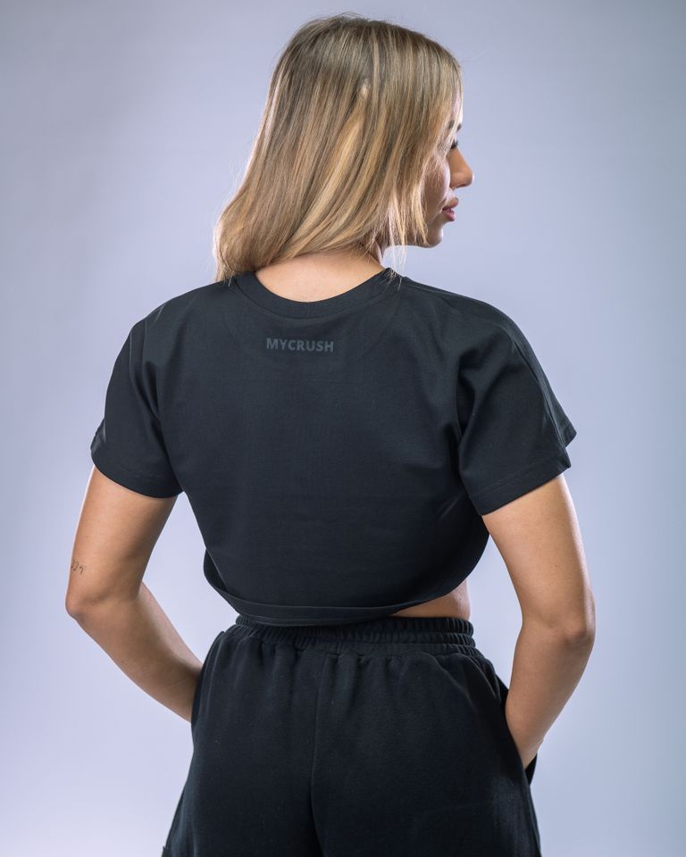 Women’s Oversize Croptop Tee Black S-4