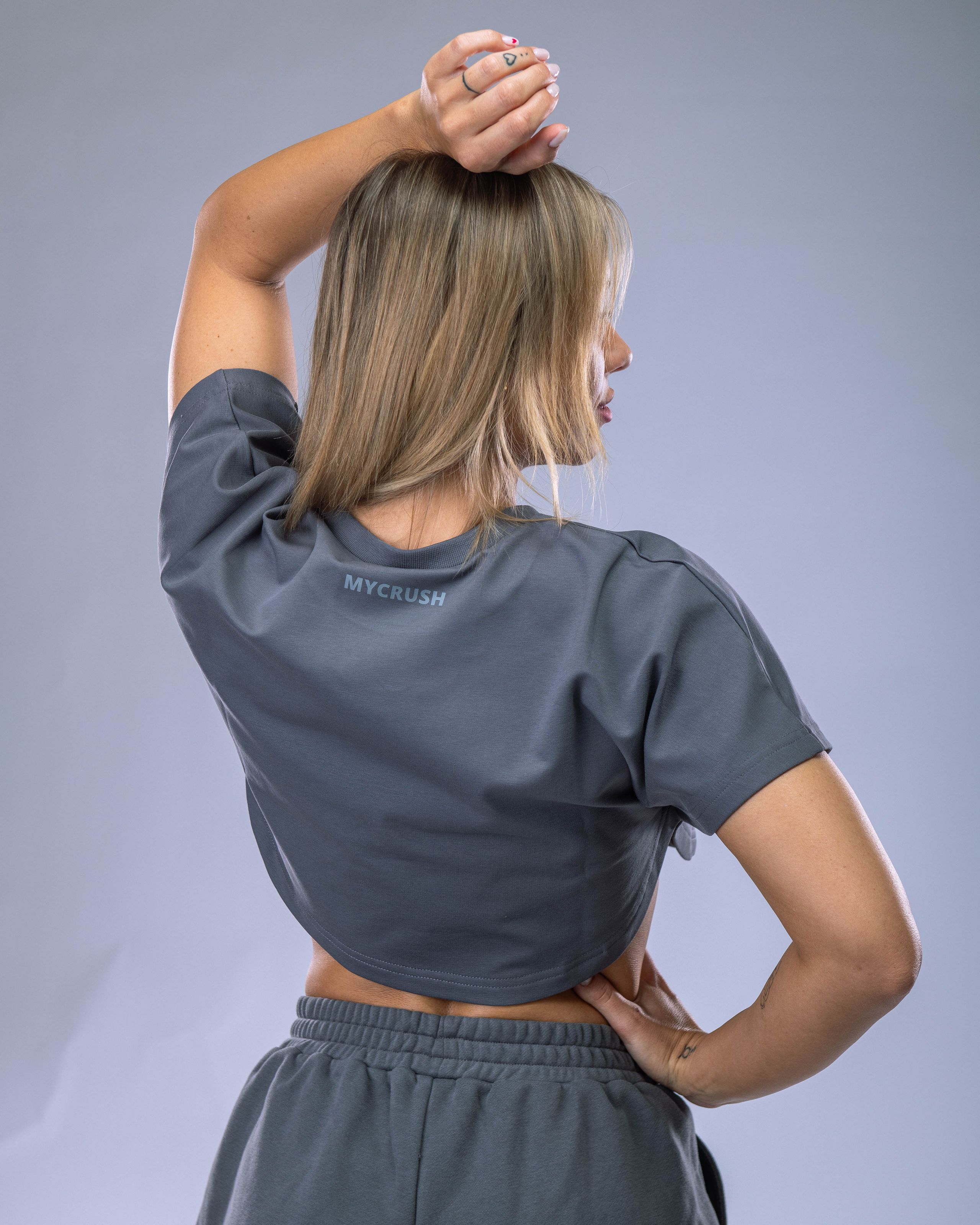 Women’s Oversize Croptop Tee Grey S-1