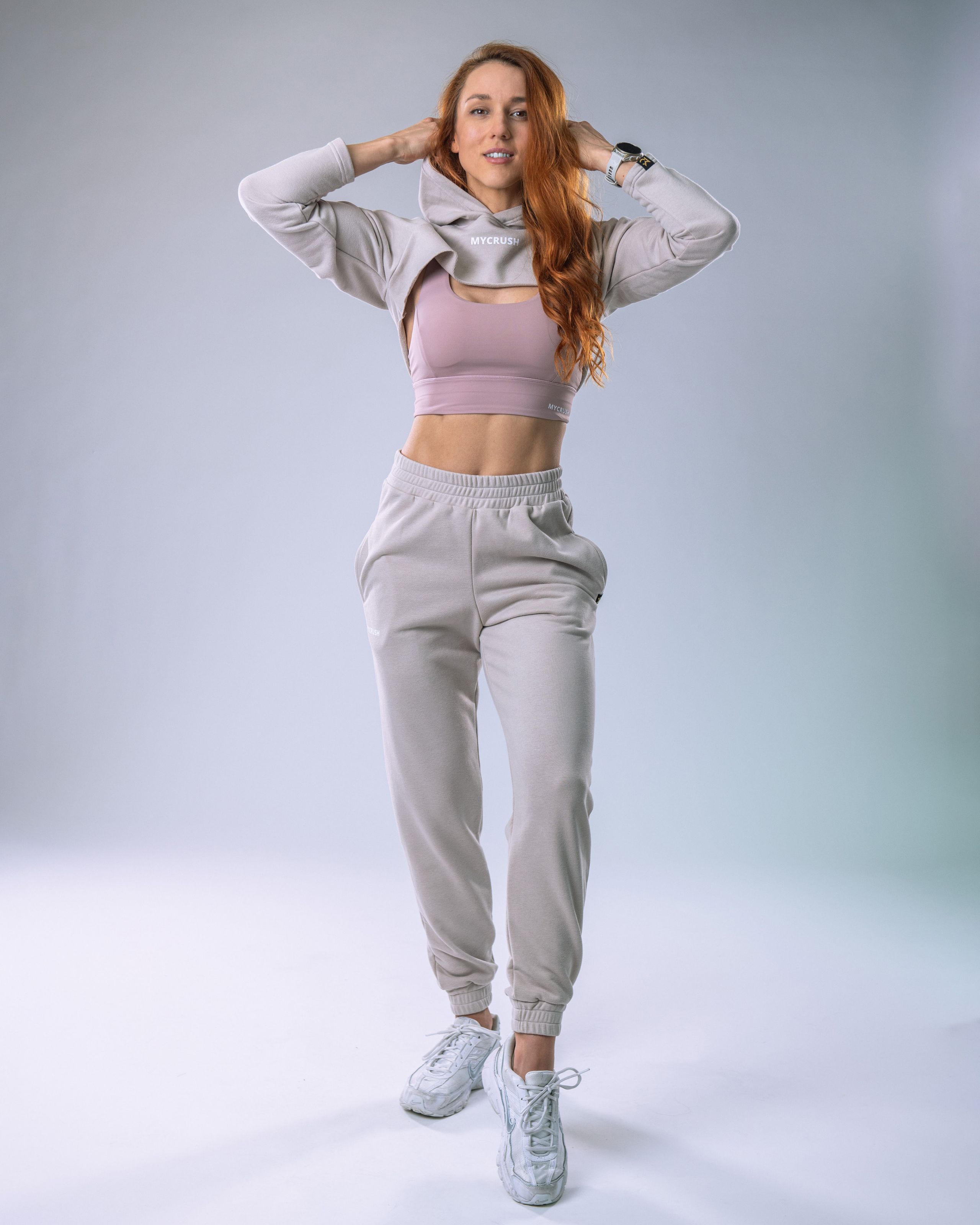 Women’s Ultra Crop Hoodie Beige L-1