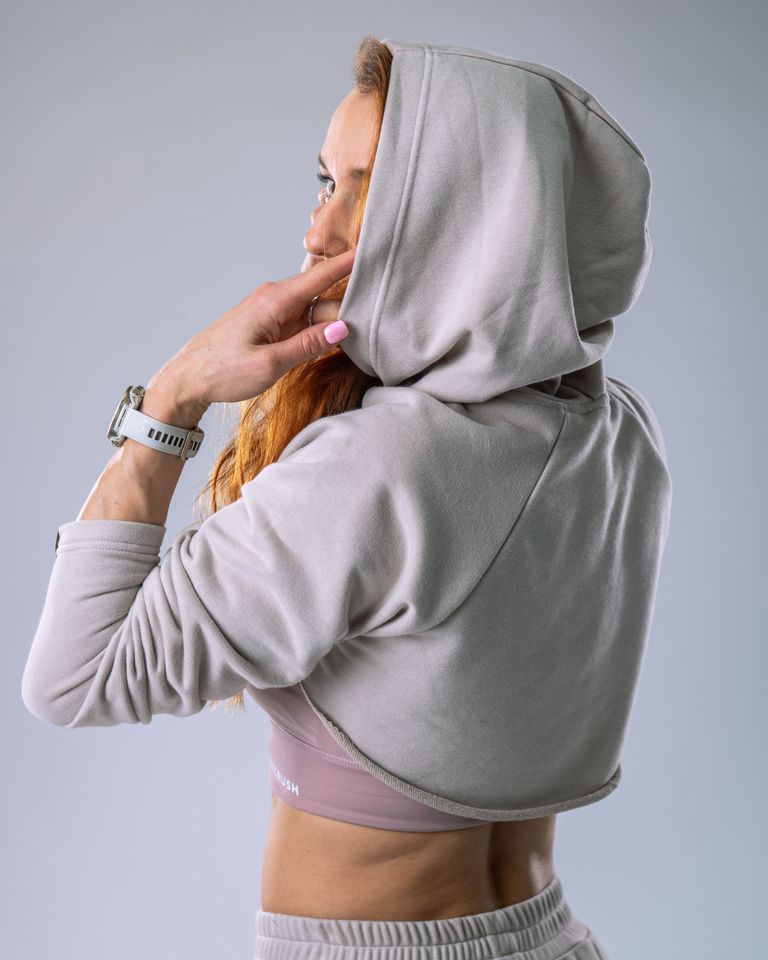 Women’s Ultra Crop Hoodie Beige L-3