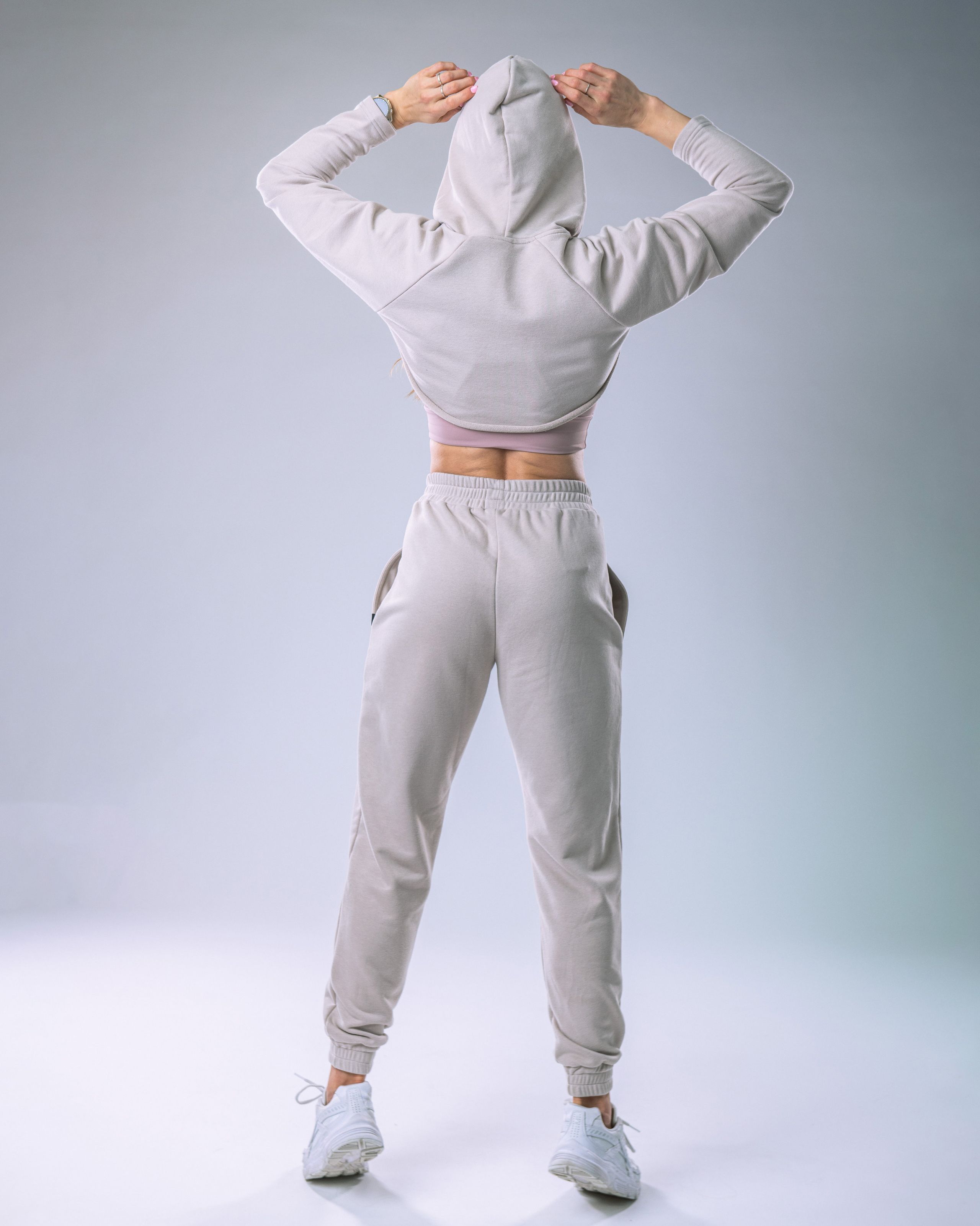Women’s Ultra Crop Hoodie Beige L-5