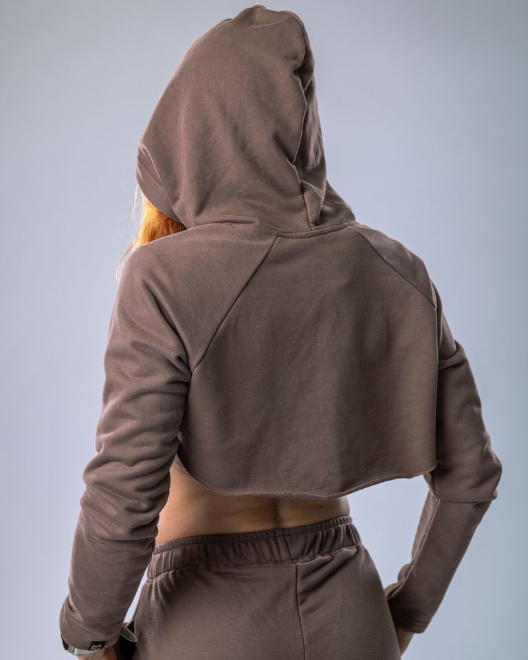 Women’s Ultra Crop Hoodie Brown L-1