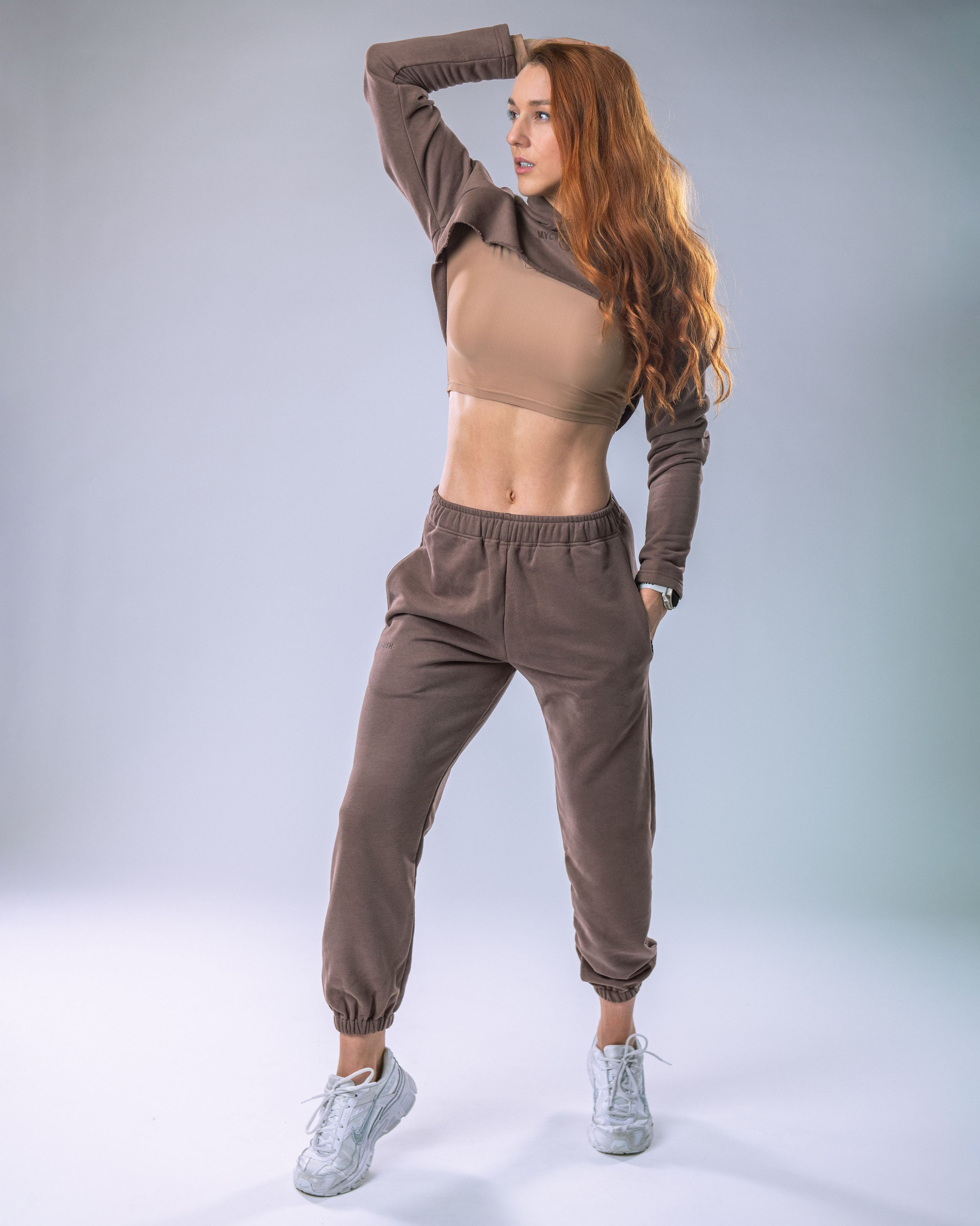 Women’s Ultra Crop Hoodie Brown L-3