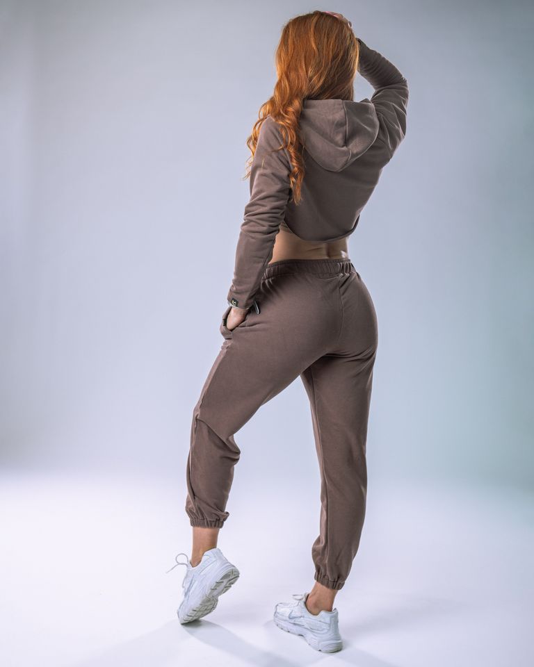 Women’s Ultra Crop Hoodie Brown L-3